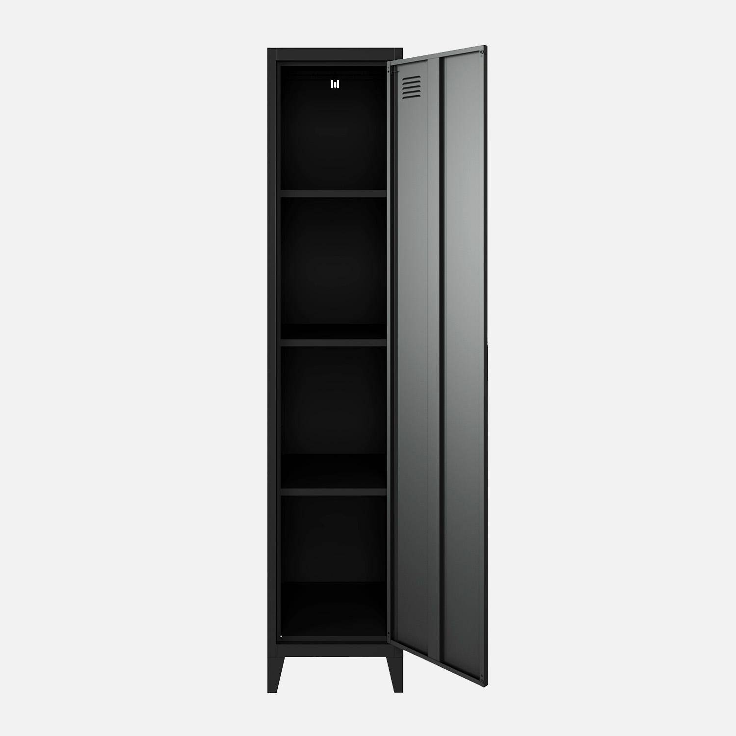 Metal bedroom cabinet, 4 storage spaces, set of 3, Soho, Black, 38x38x180 cm Photo5
