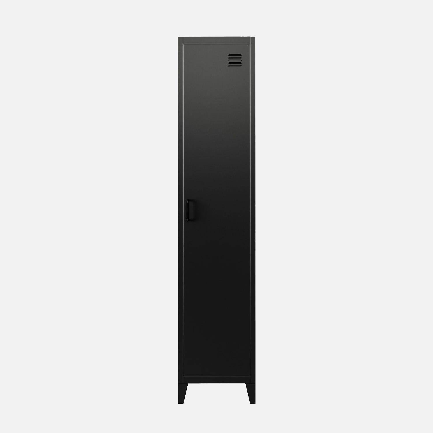 Metal bedroom cabinet, 4 storage spaces, set of 3, Soho, Black, 38x38x180 cm Photo4