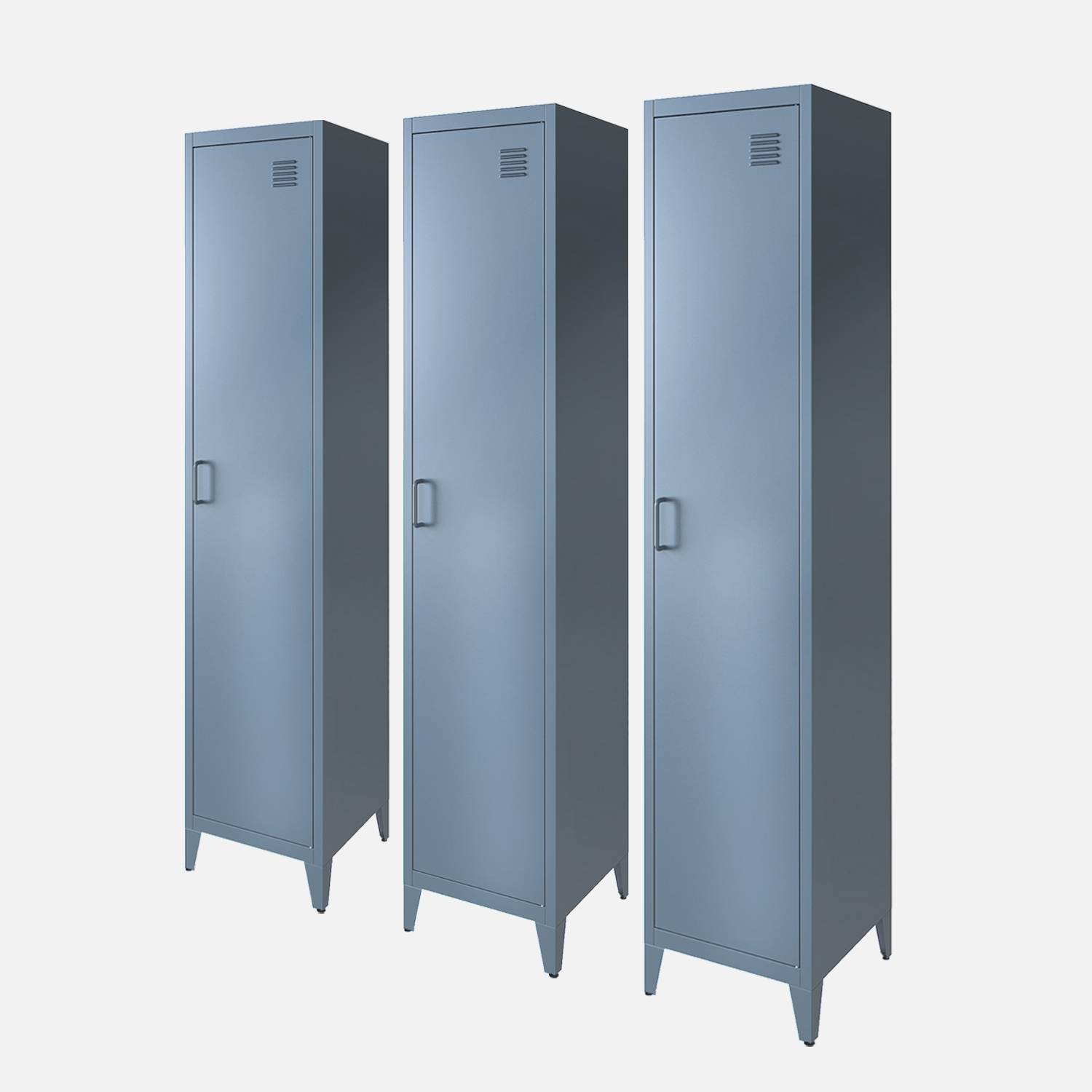 Armoire chambre en acier bleu pétrole, 4 espaces de rangement