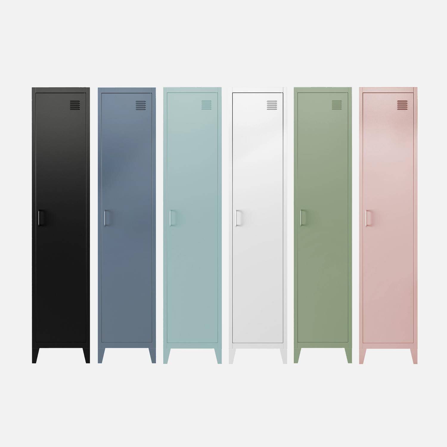 Roupeiro industrial em metal com 4 espaços de armazenamento, set de 3 Azul cinza - 38x38x180 cm,sweeek,Photo6