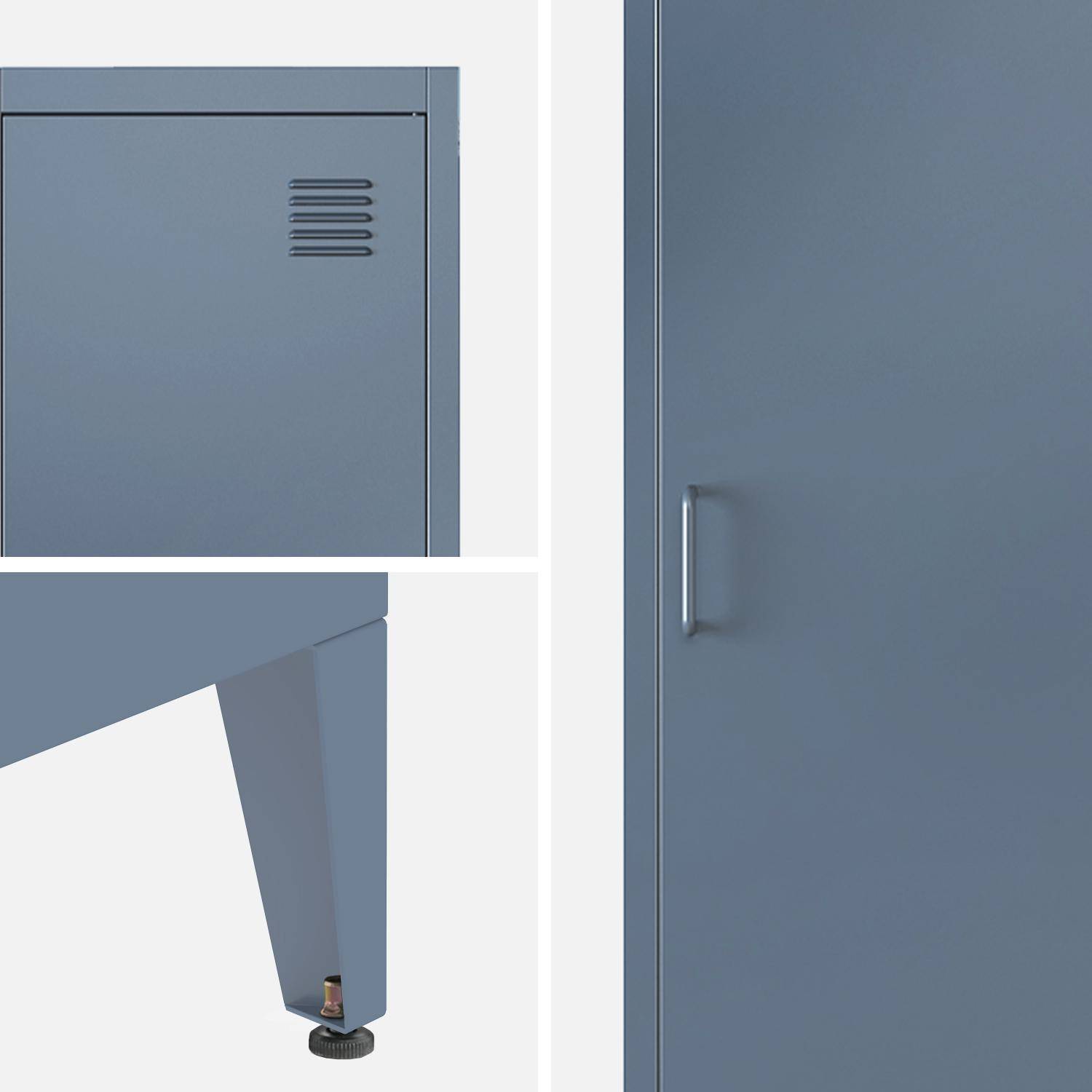 Set of 3 metal cabinets/lockers with 4 storage compartments, industrial-style, Soho, Grey Blue, 38x38x180 cm,sweeek,Photo5