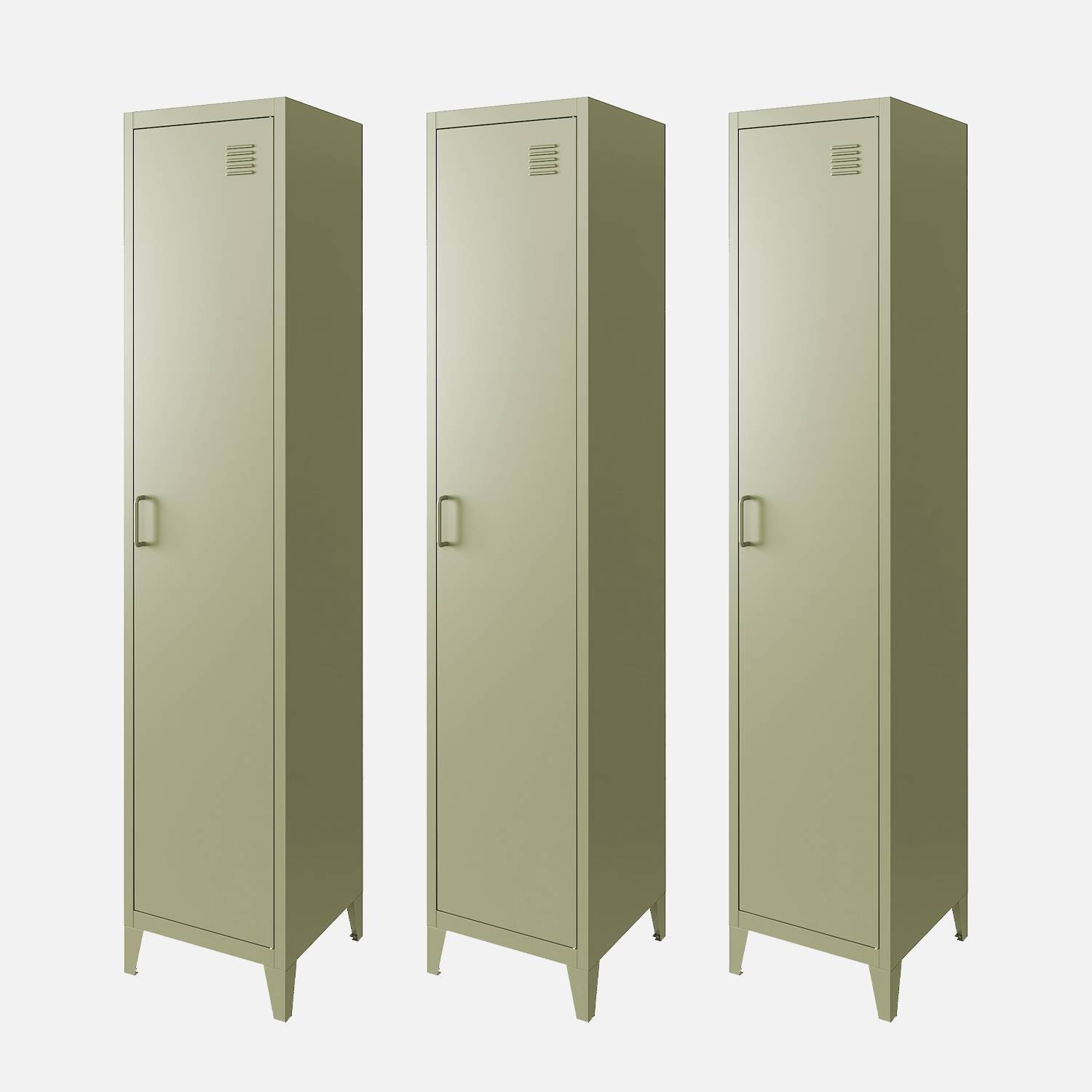 Armoire chambre en métal vert clair, 4 espaces de rangement | sweeek