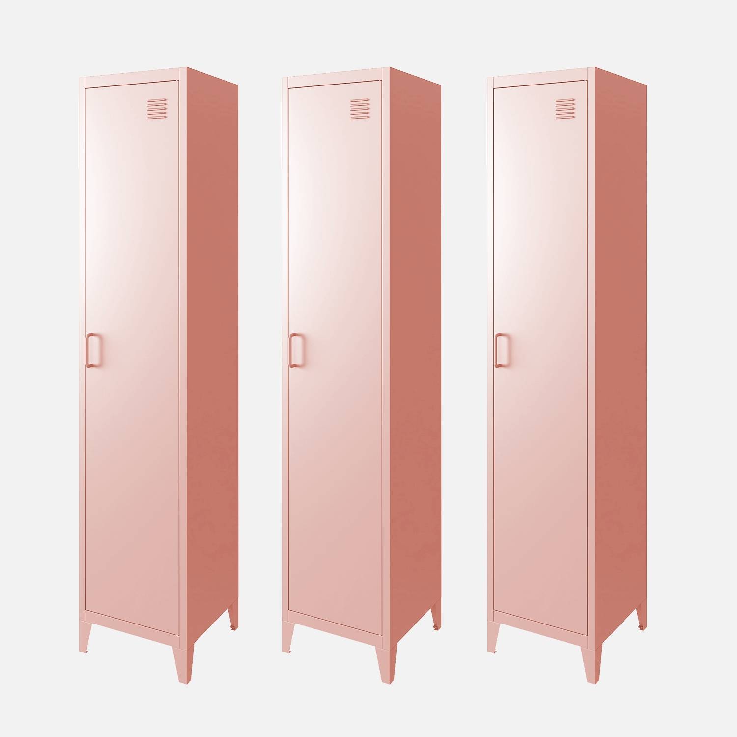 Armoire chambre en métal rose, 4 espaces de rangement | sweeek