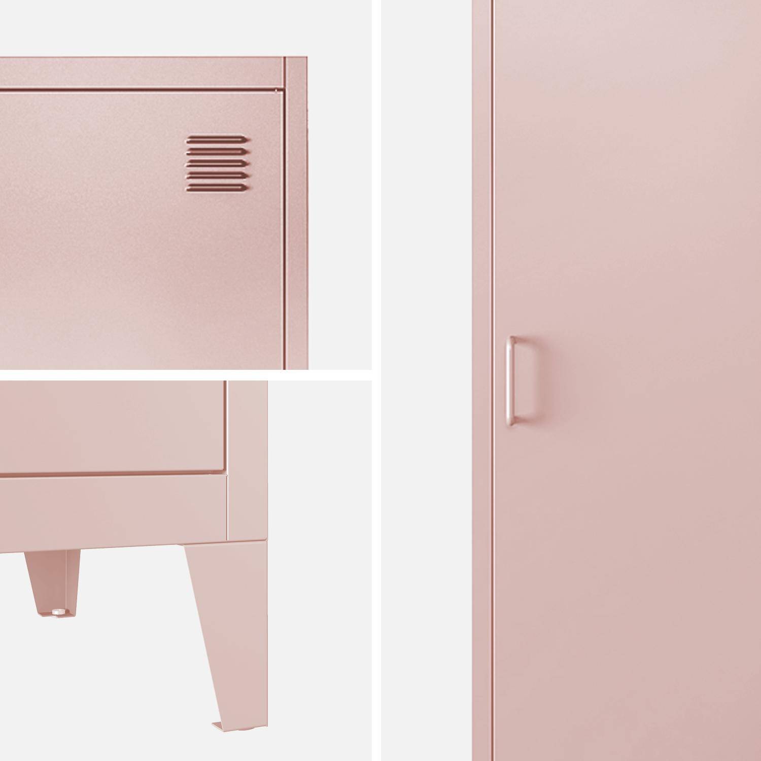 Roupeiro industrial em metal com 4 espaços de armazenamento, set de 3 Rosa - 38x38x180 cm,sweeek,Photo3