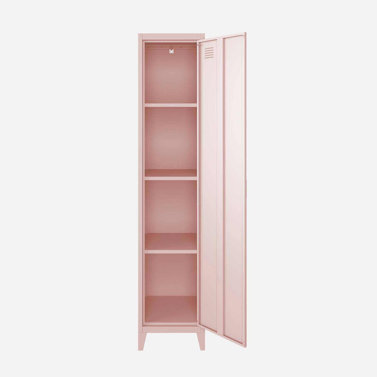 Armario de metal, 4 espacios de almacenamiento, set de 3, Soho, Rosa, 38x38x180 cm Photo6
