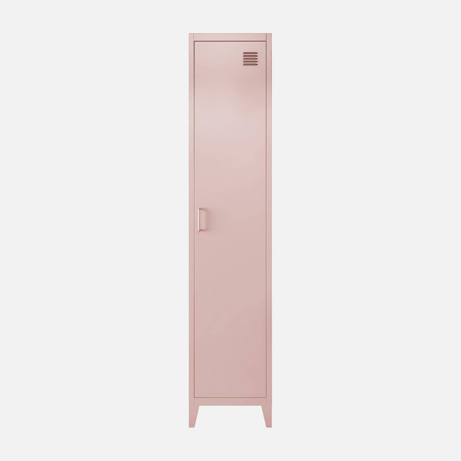 Roupeiro industrial em metal com 4 espaços de armazenamento, set de 3 Rosa - 38x38x180 cm,sweeek,Photo4