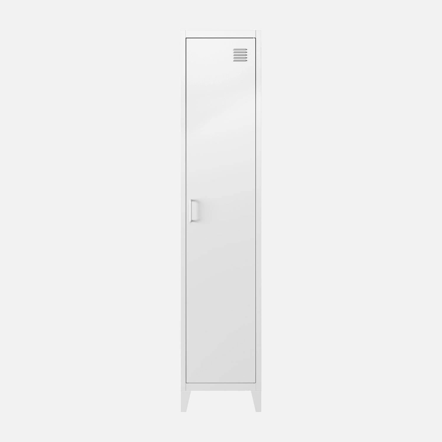 Armario de metal, 4 espacios de almacenamiento, set de 3, Soho, Blanco, 38x38x180 cm Photo5