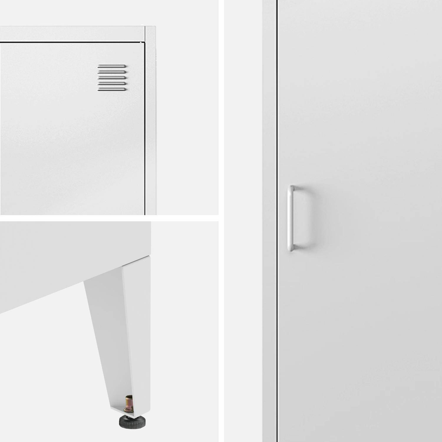 Armoire chambre en métal blanche, 4 espaces de rangement, L 180 x l 38 x H 38cm Photo6