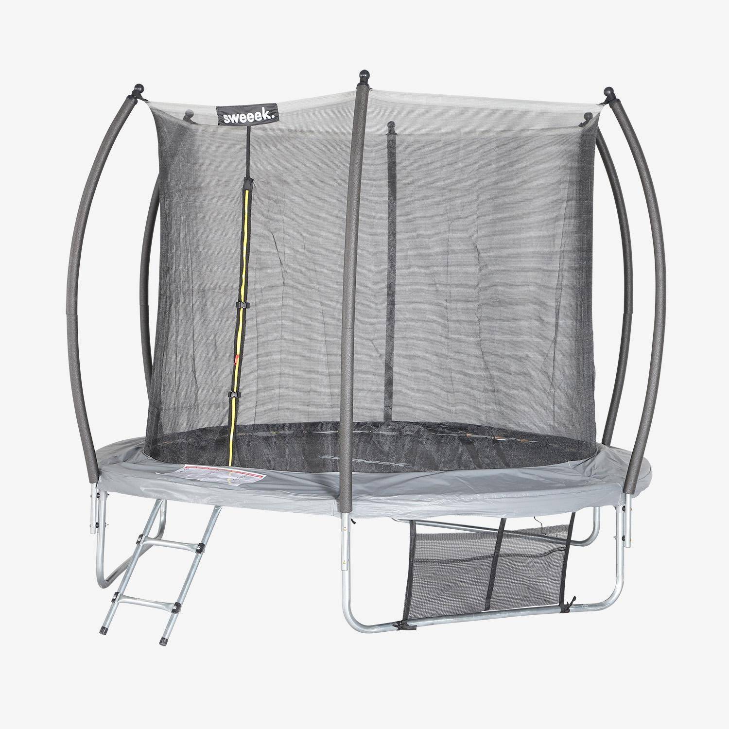 Trampolino 250cm con rete interna e pacchetto accessori, Pluton Inner XXL, Grigio, 244x244x60 cm Photo3