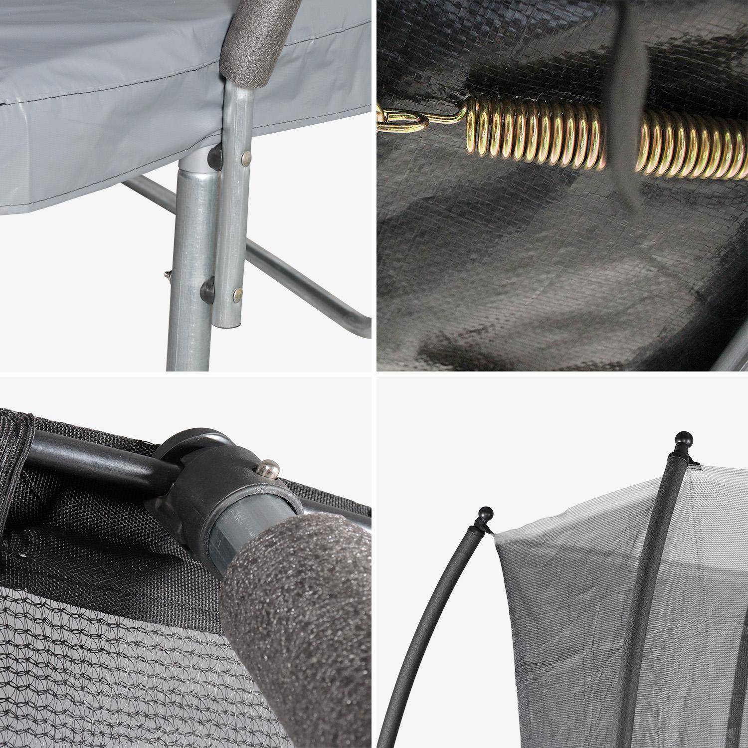 Trampolino 250cm con rete interna e pacchetto accessori, Pluton Inner XXL, Grigio, 244x244x60 cm Photo5