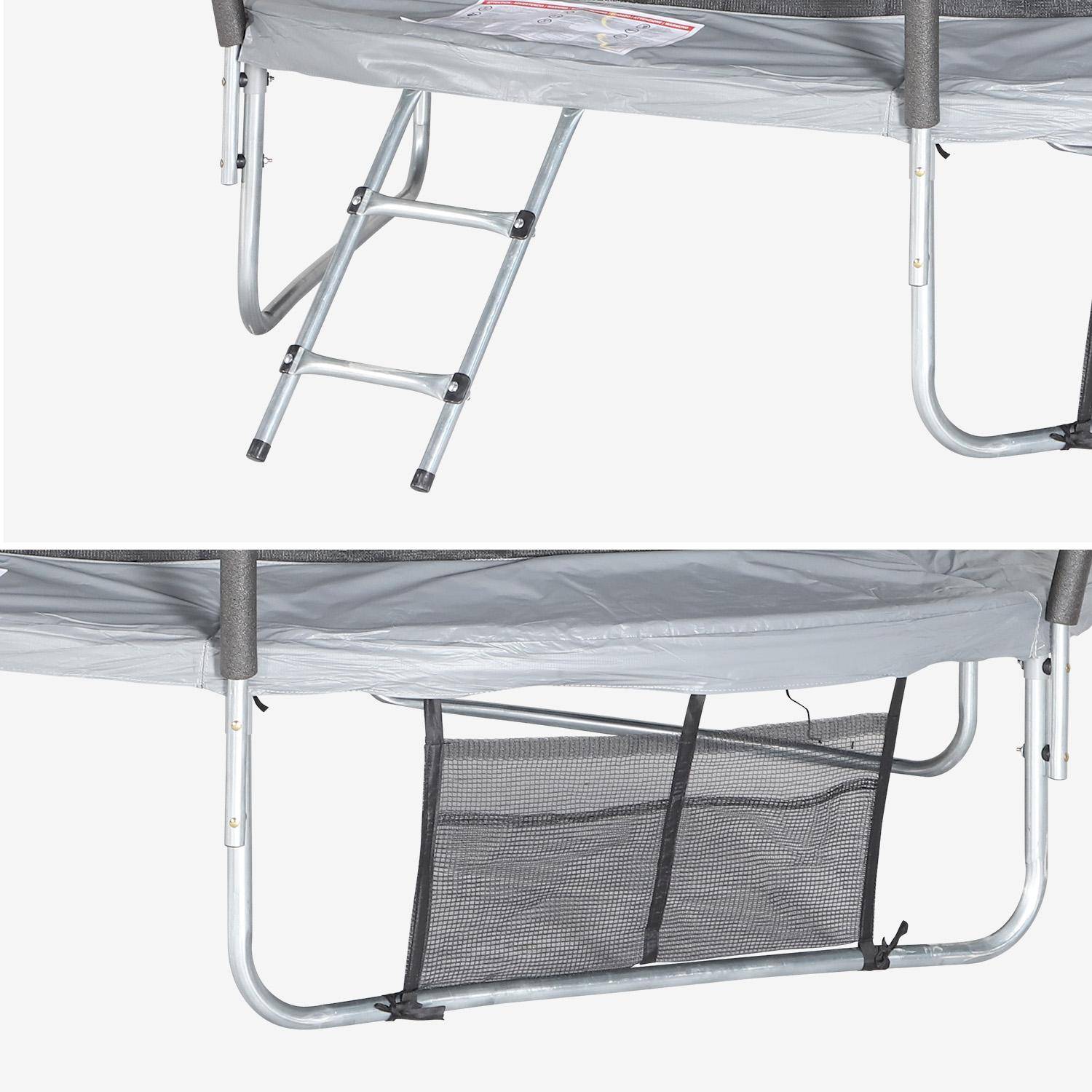 Trampolino 250cm con rete interna e pacchetto accessori, Pluton Inner XXL, Grigio, 244x244x60 cm Photo4