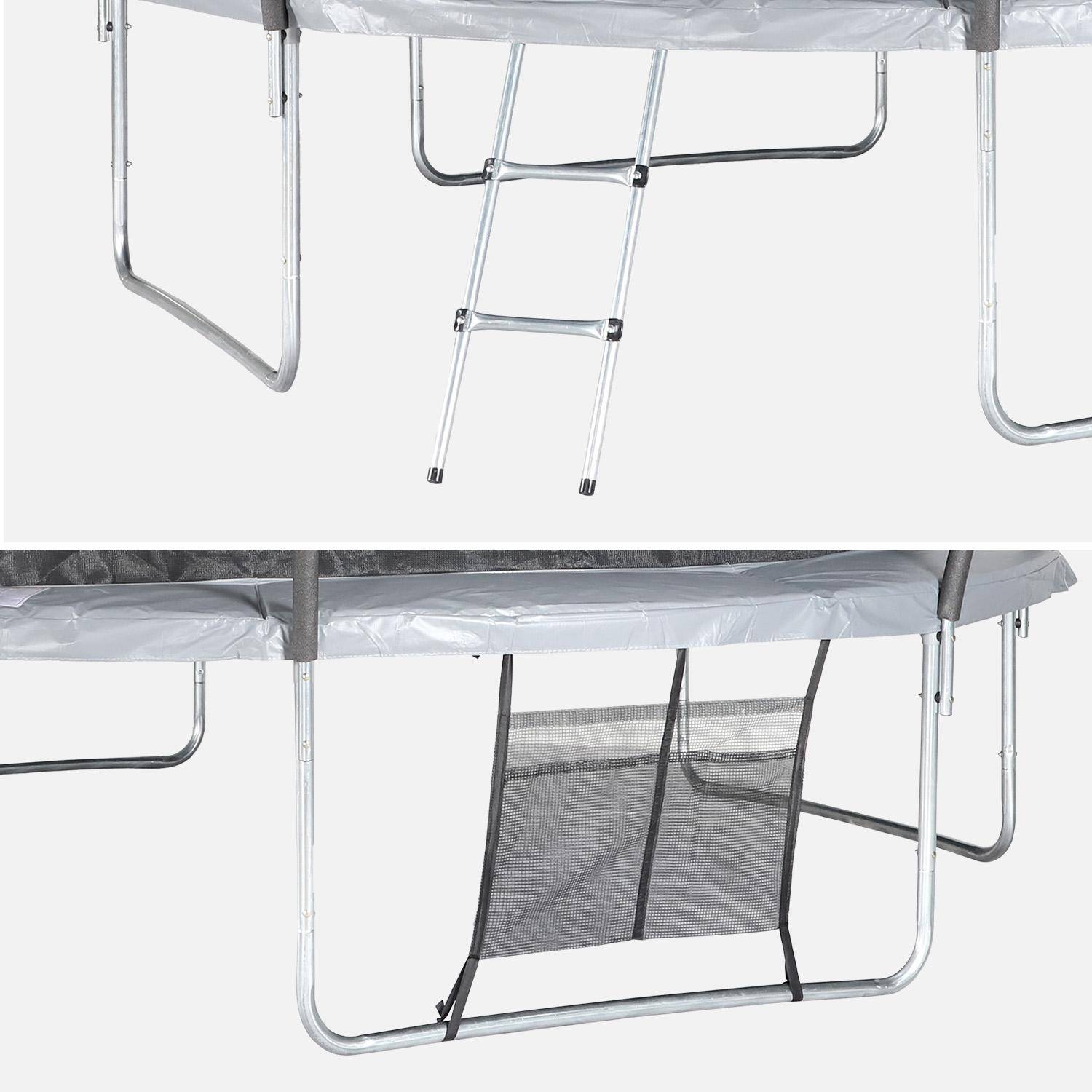 Trampolino 370cm rete interna con set di accessori, Saturne Inner XXL, Grigio, 365x365x80 cm,sweeek,Photo4