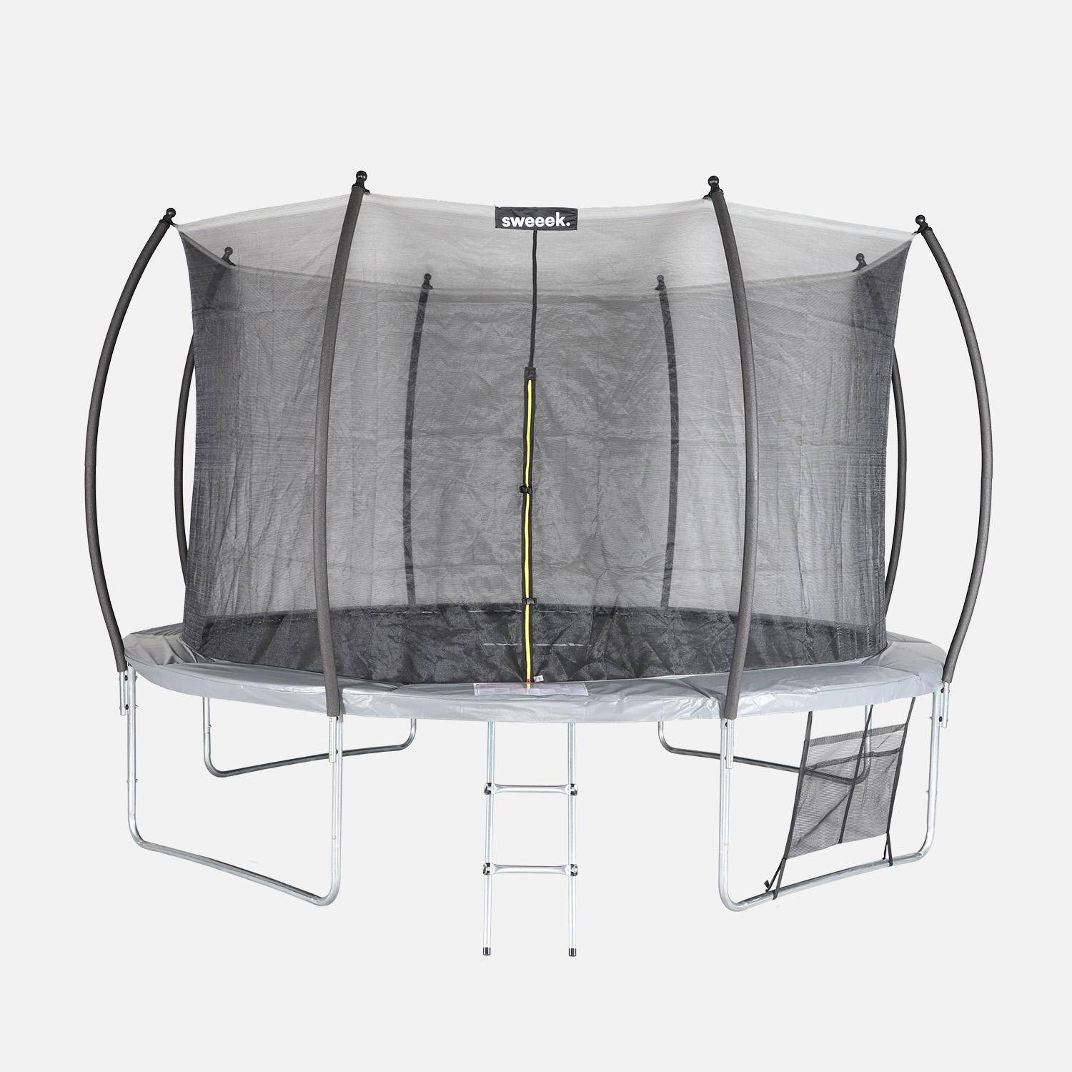 Trampolino 370cm rete interna con set di accessori, Saturne Inner XXL, Grigio, 365x365x80 cm Photo2