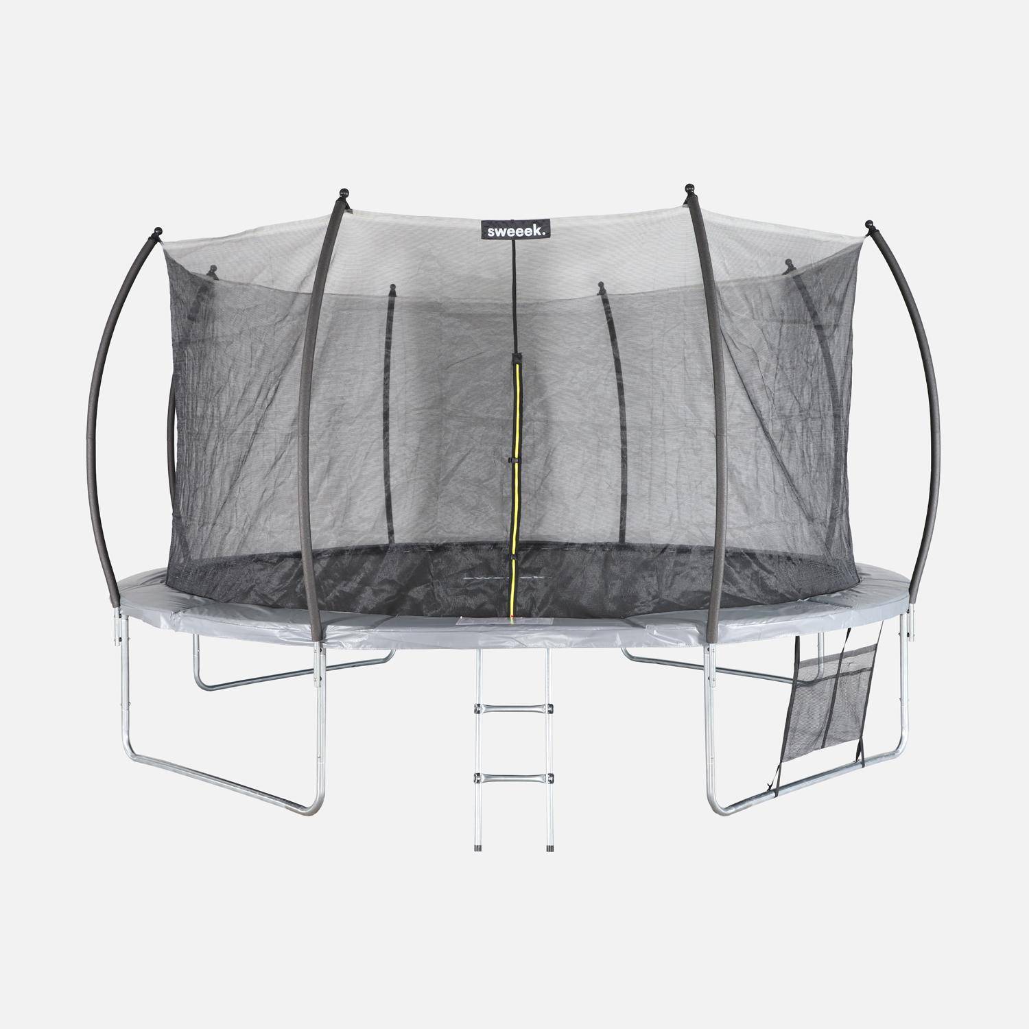 Trampolino 430cm rete interna con pacchetto accessori, Venus Inner XXL, Grigio, 365x365x80 cm Photo2