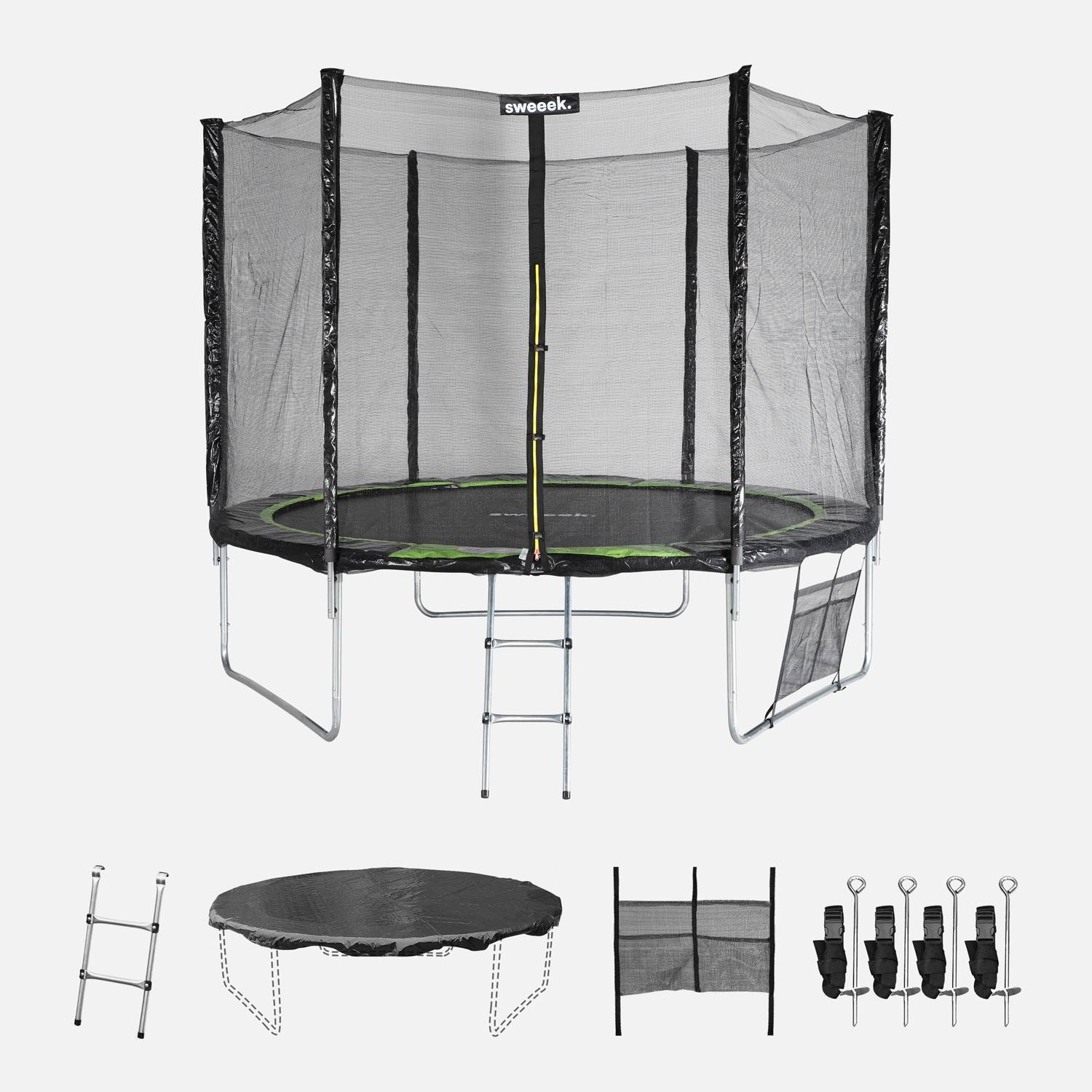 Cama elástica 305cm con pack de accesorios, Verde