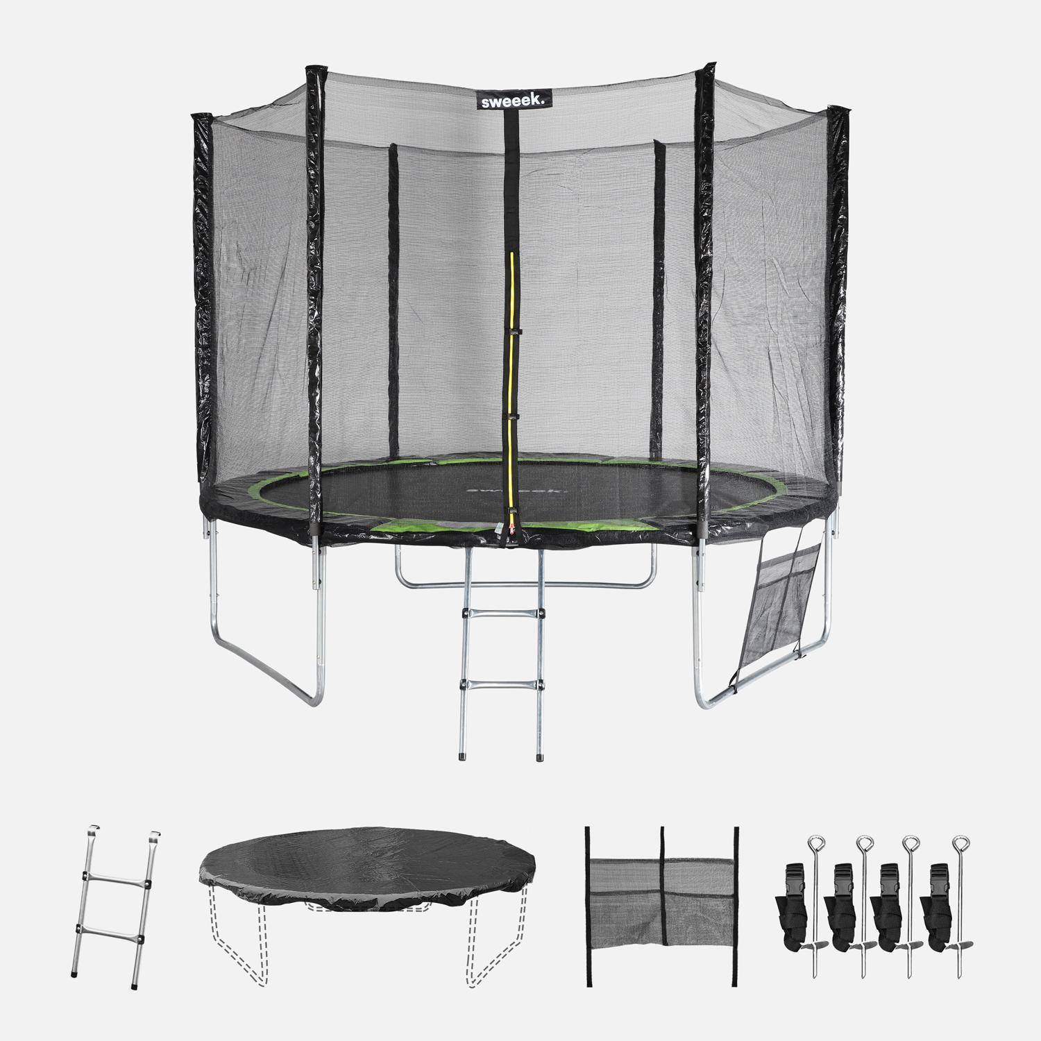 Cama elástica 305cm con pack de accesorios, Mars XXL, Verde, 303x303x78 cm Photo1
