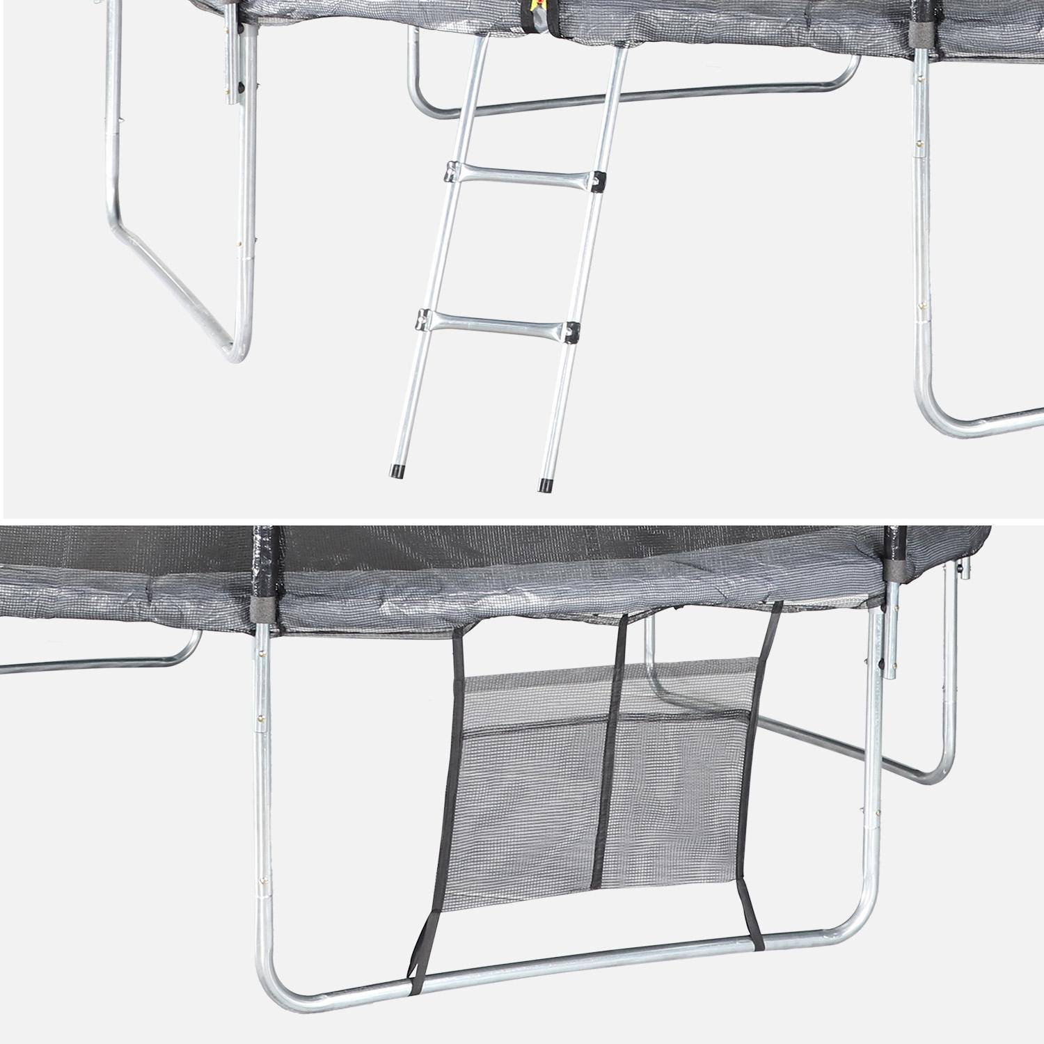 Trampolino 370cm con pacchetto di accessori, Saturne XXL, Grigio, 365x365x80 cm Photo4
