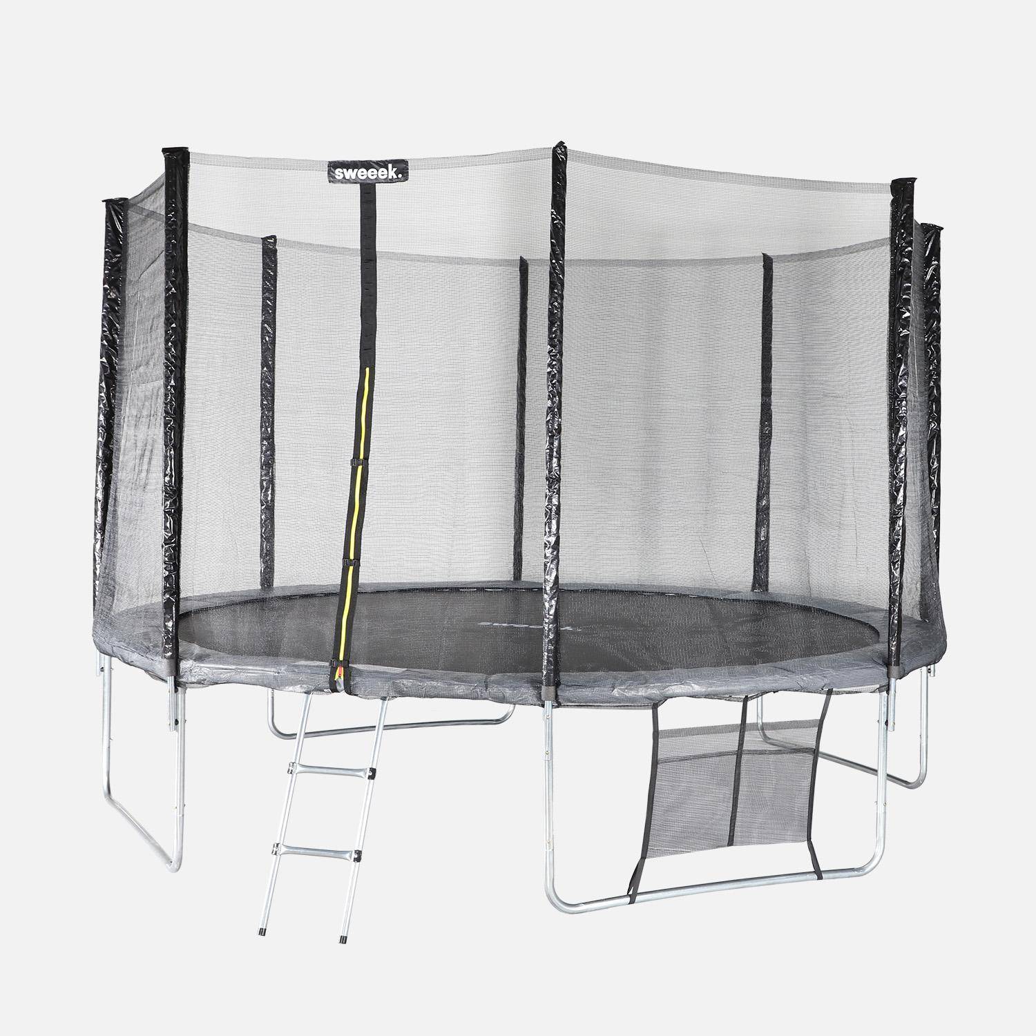 Trampolino 370cm con pacchetto di accessori, Saturne XXL, Grigio, 365x365x80 cm Photo3