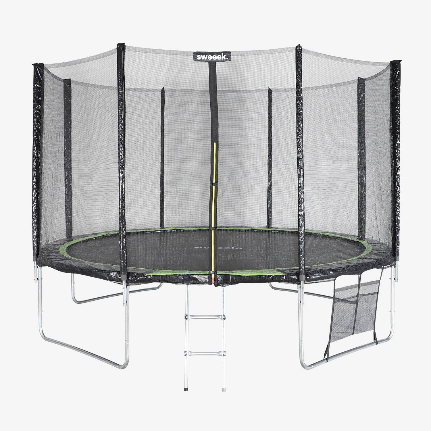 Trampolim 370cm com pacote de acessórios, Verde