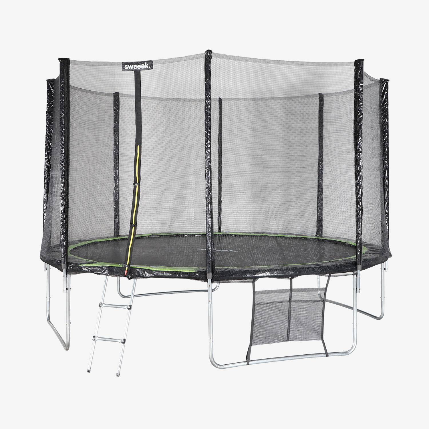 Trampolino 370cm con pacchetto di accessori, Saturne XXL, Verde, 365x365x80 cm Photo2
