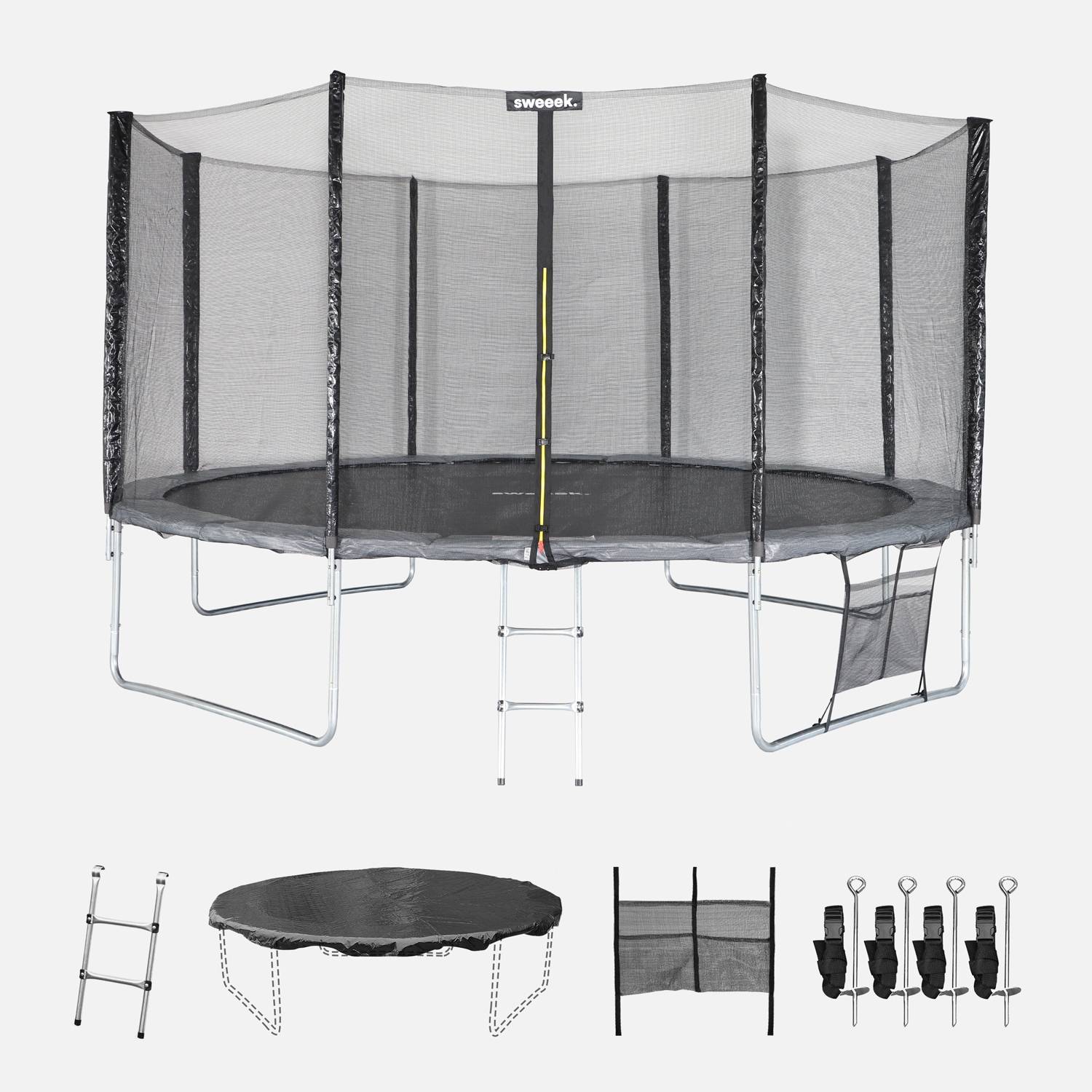 Trampolim com pacote de acessórios de 430cm, Cinza
