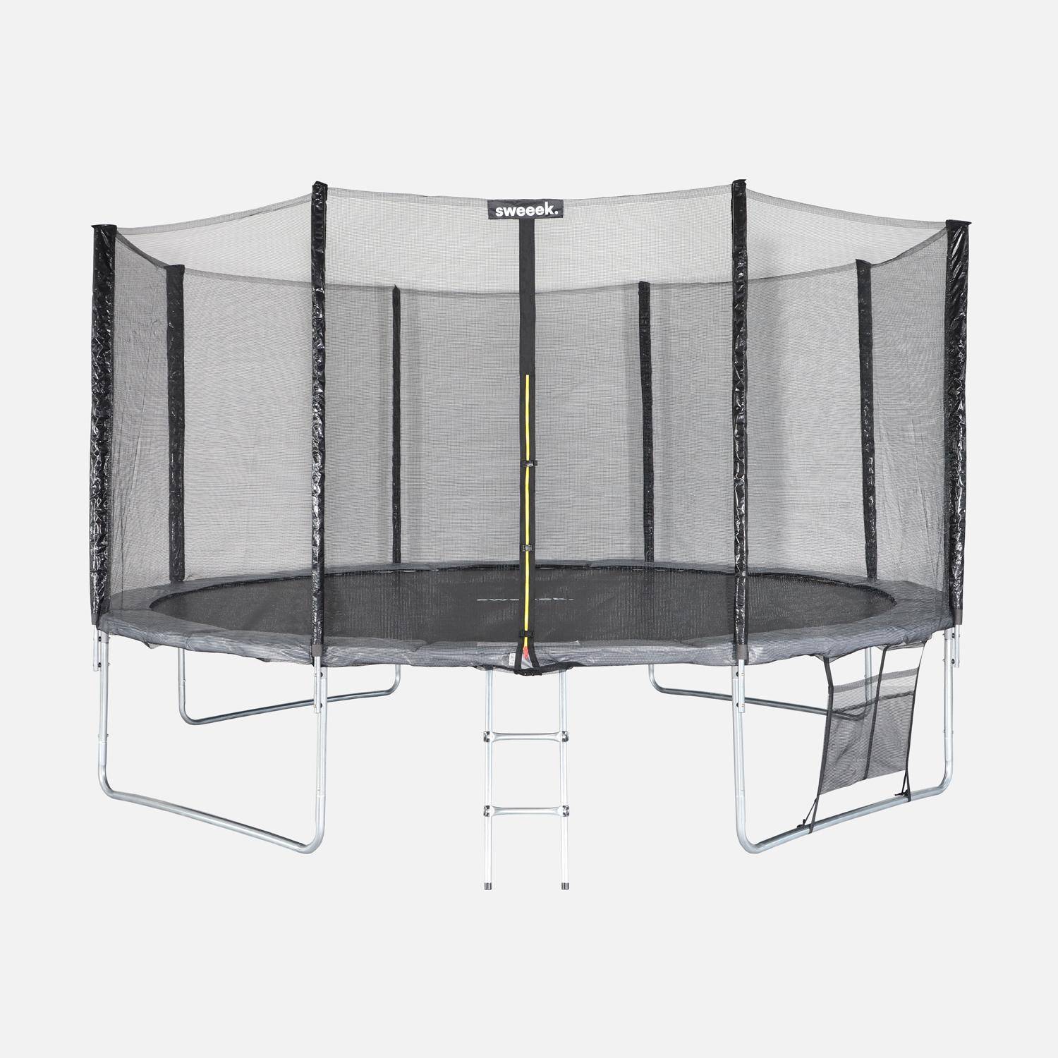 Trampolín con pack de accesorios de 430cm, Venus XXL, Gris, 430x430x260 cm Photo2