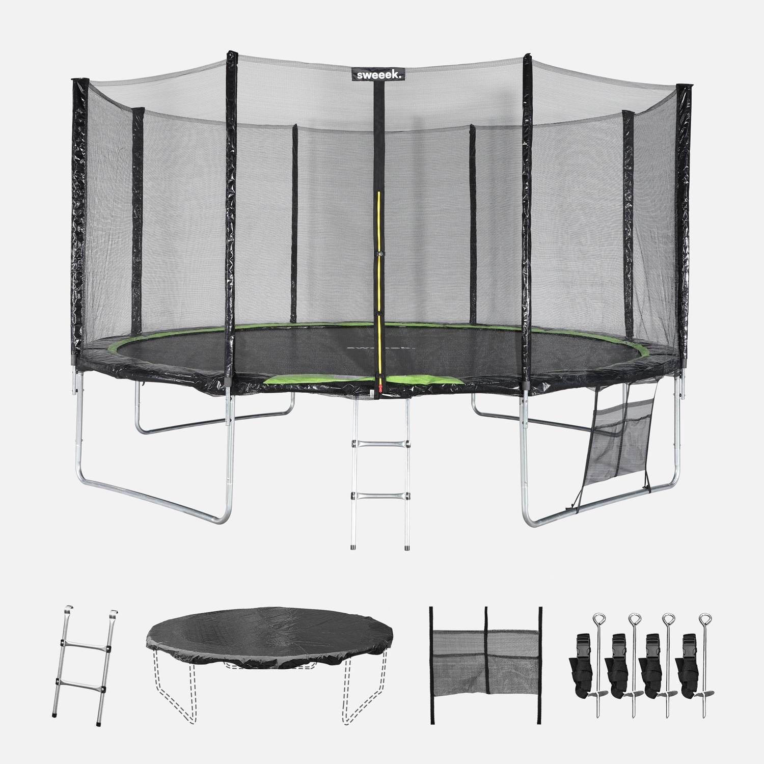Trampolim com pacote de acessórios de 430cm, Verde