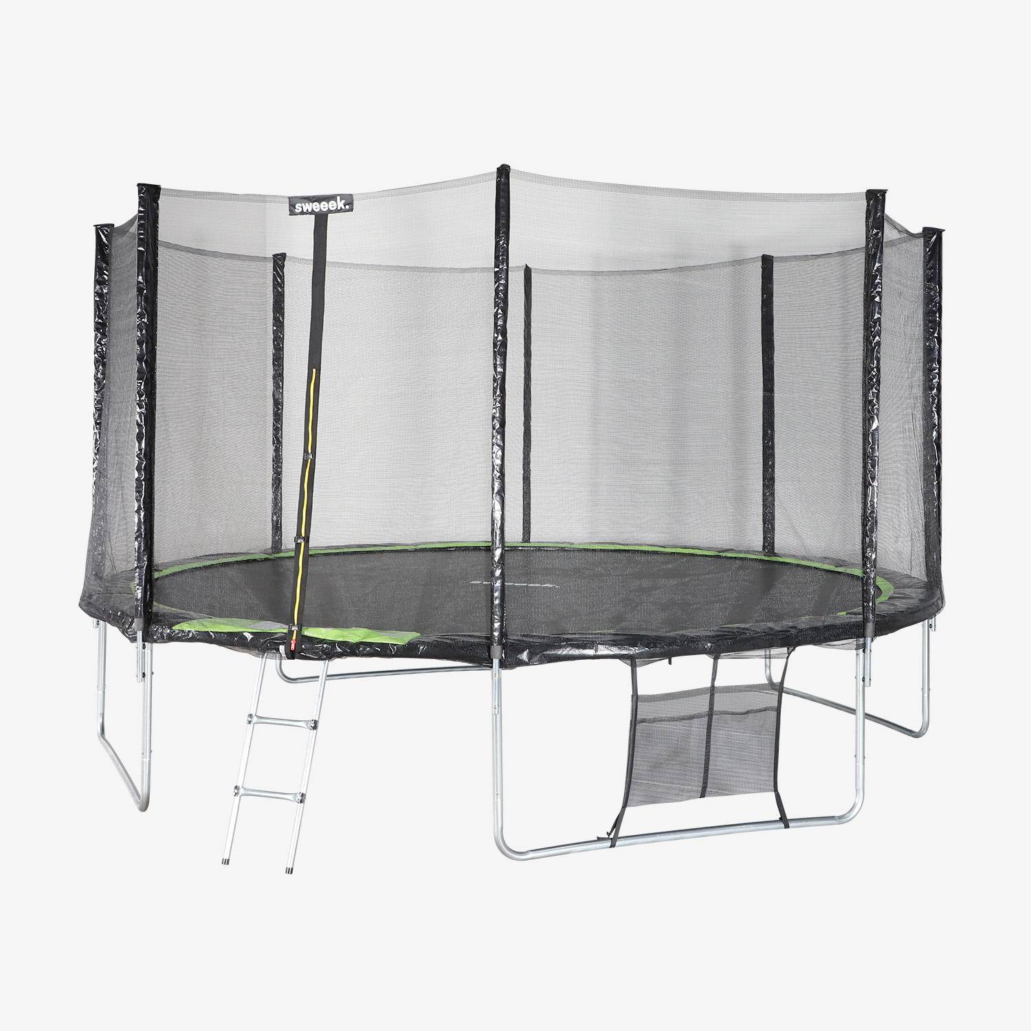 Trampolín con pack de accesorios de 430cm, Venus XXL, Verde, 430x430x260 cm Photo3