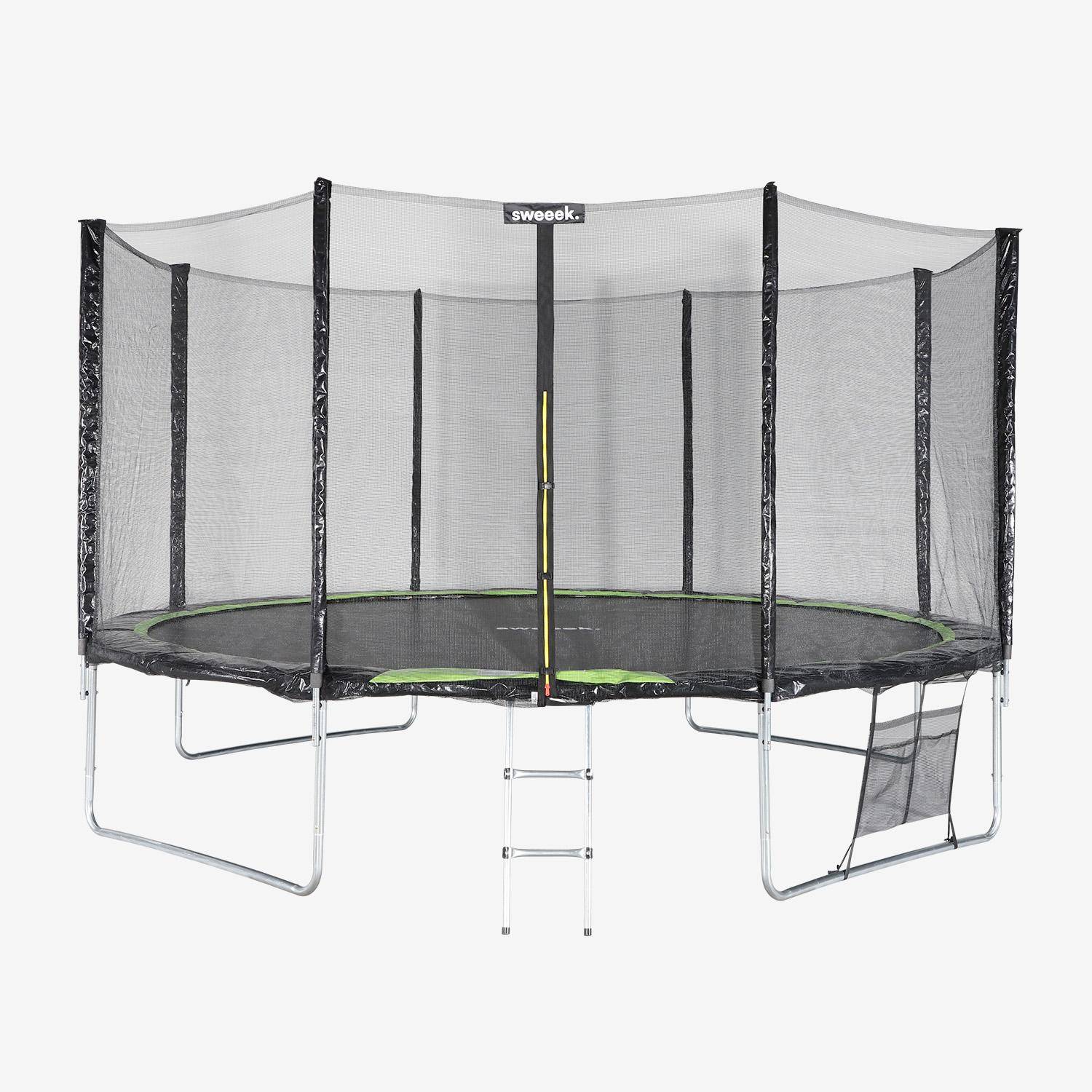 Trampolín con pack de accesorios de 430cm, Venus XXL, Verde, 430x430x260 cm Photo2