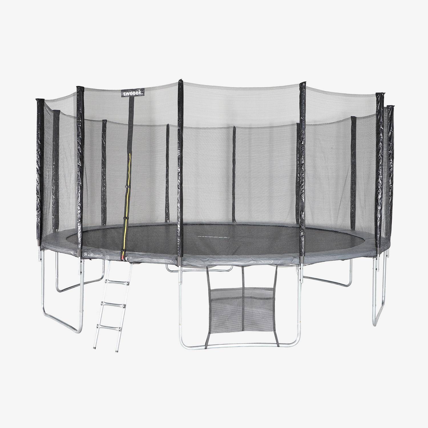 Trampolino con pacchetto di accessori, 490cm, Jupiter XXL, Grigio, 490x490x270 cm Photo3