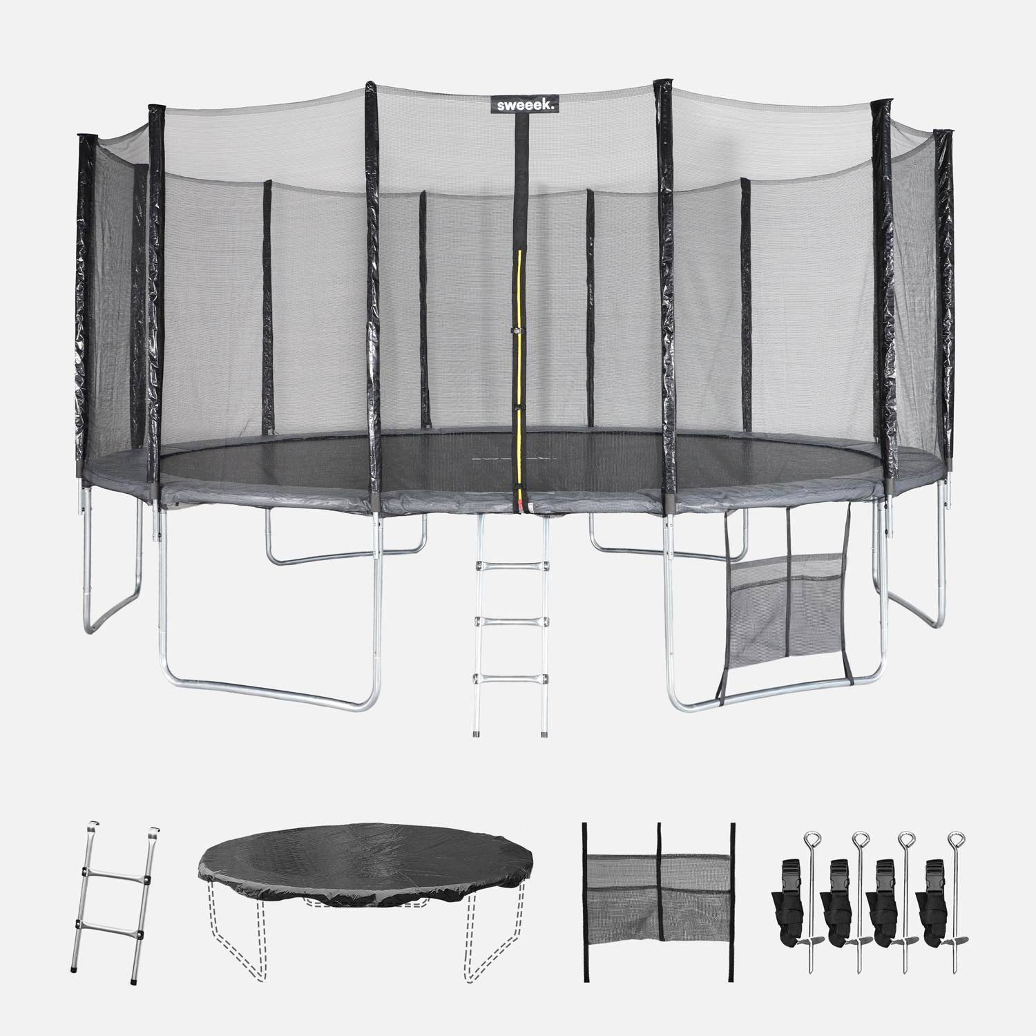 Trampolino con pacchetto di accessori, 490cm, Jupiter XXL, Grigio, 490x490x270 cm Photo1