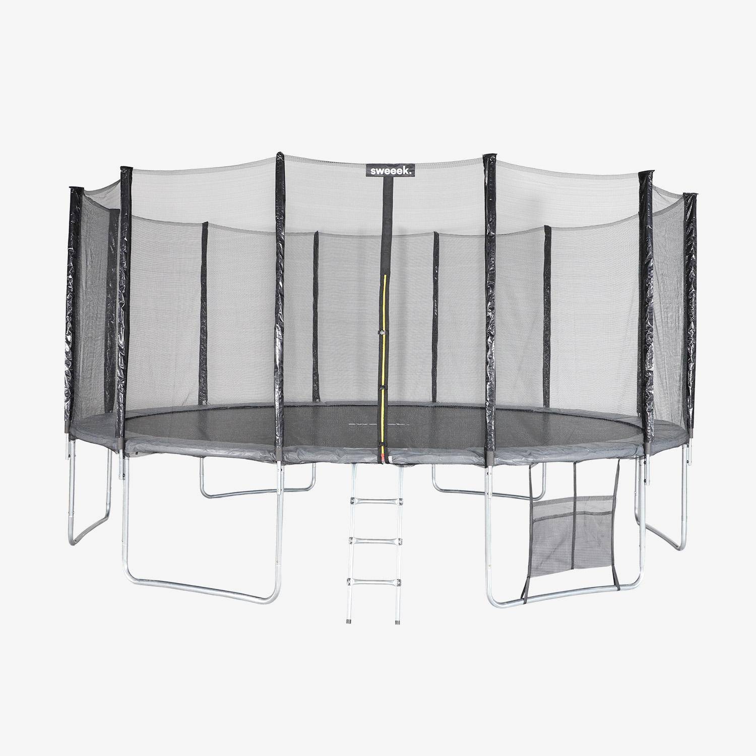 Trampolino con pacchetto di accessori, 490cm, Jupiter XXL, Grigio, 490x490x270 cm Photo2