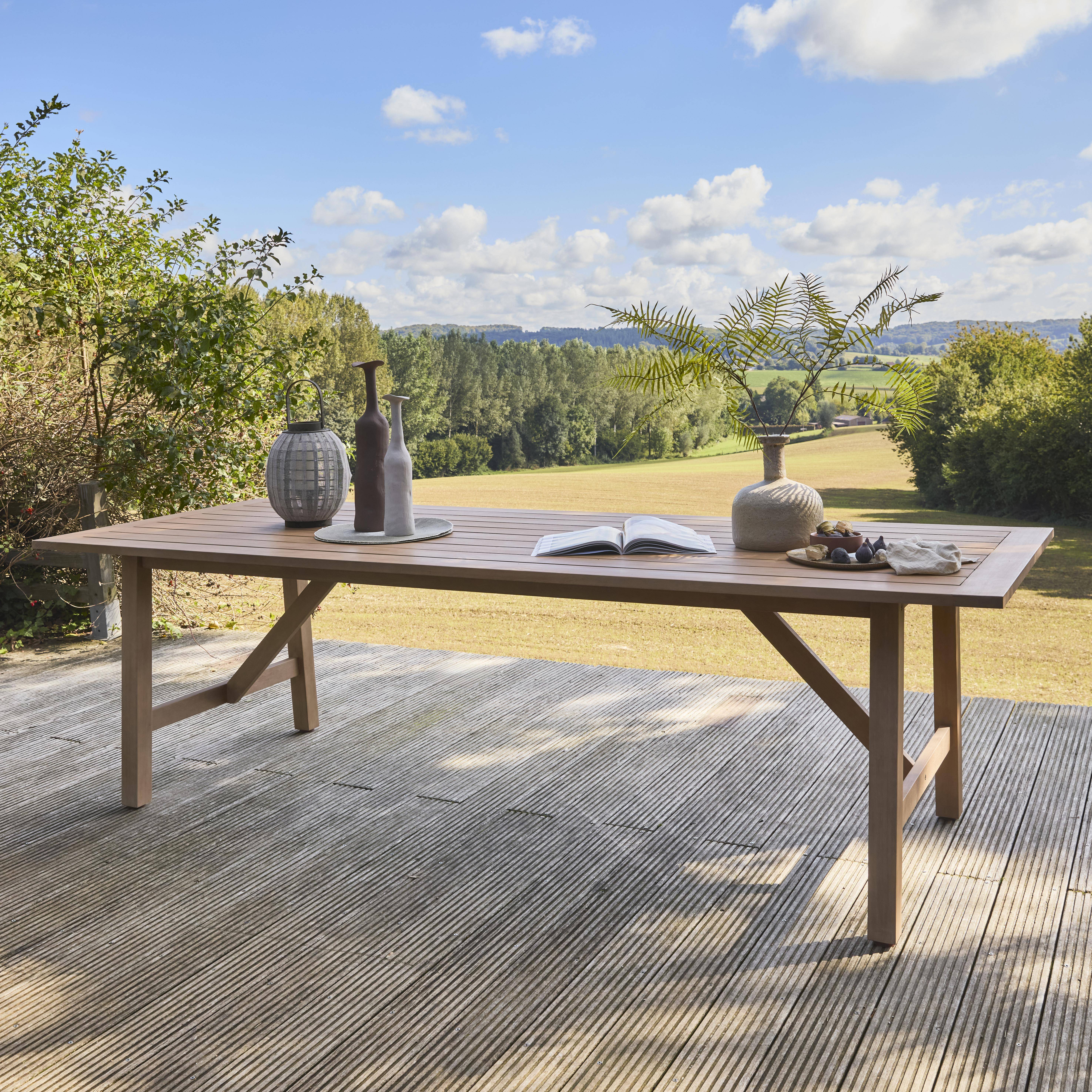 Table de jardin en bois d'eucalyptus LORIA naturel, 8 places, 260 x 100 x 76 cm Photo1