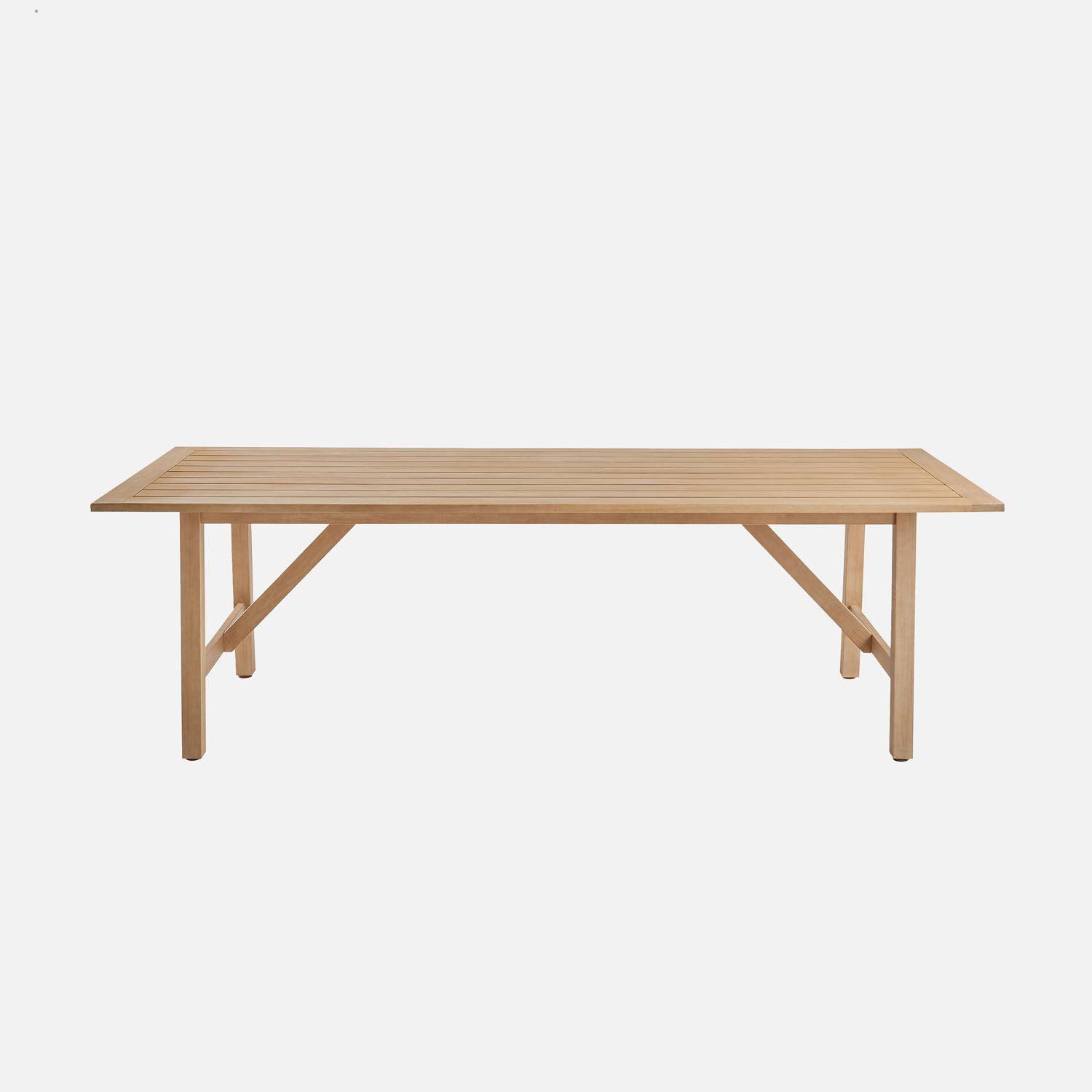 Table de jardin en bois d'eucalyptus LORIA naturel, 8 places, 260 x 100 x 76 cm Photo6