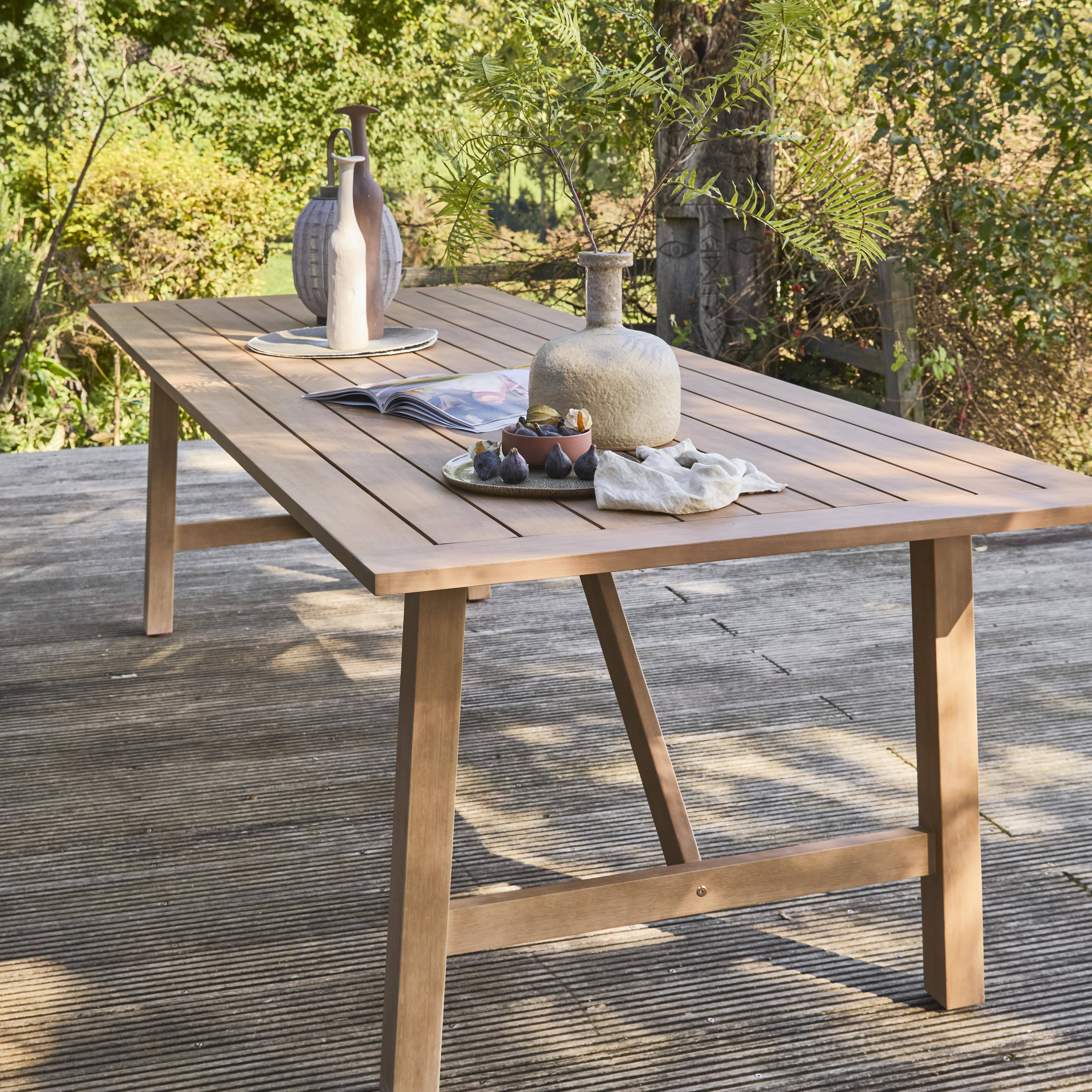 Table de jardin en bois d'eucalyptus LORIA naturel, 8 places, 260 x 100 x 76 cm Photo3
