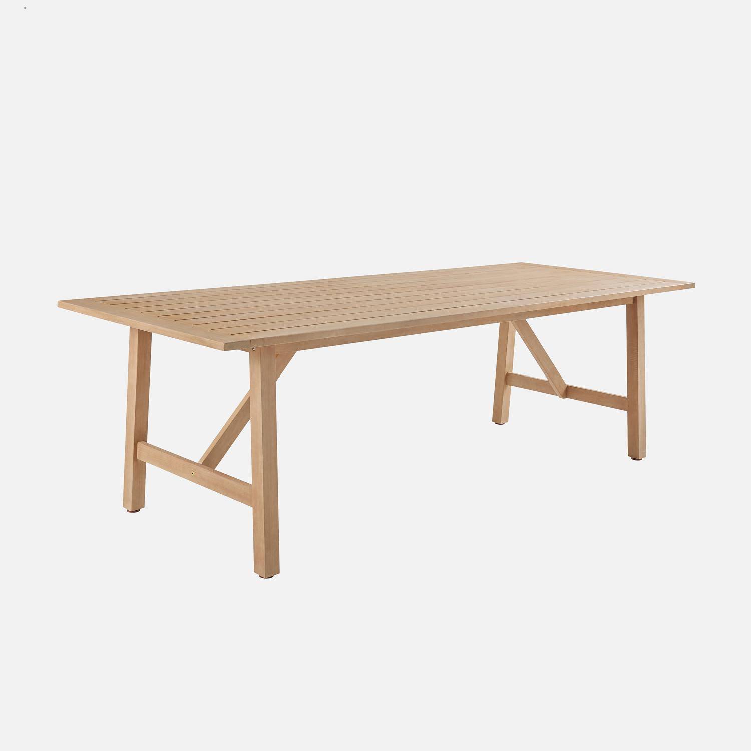 Table de jardin en bois d'eucalyptus LORIA naturel, 8 places, 260 x 100 x 76 cm Photo5