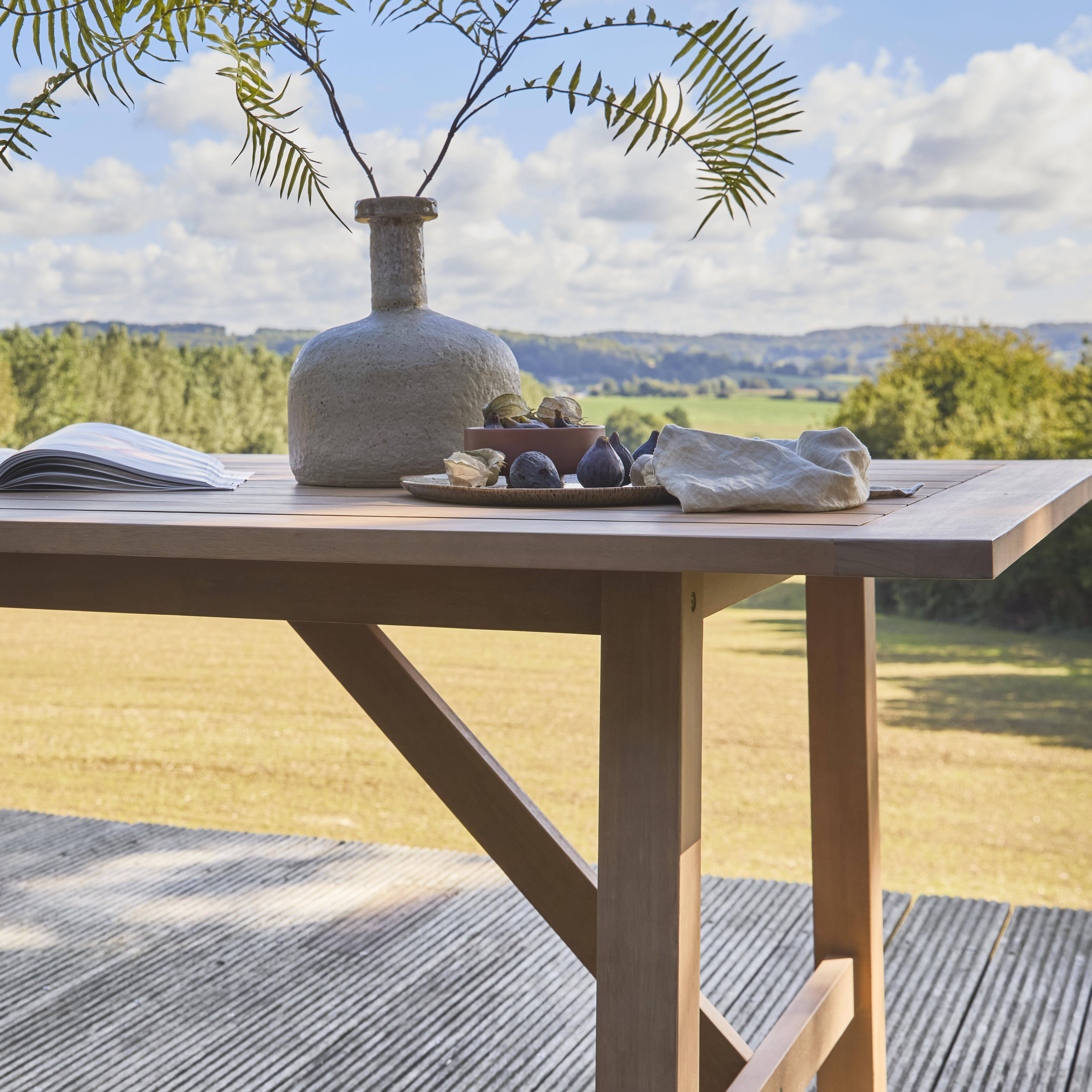 Table de jardin en bois d'eucalyptus LORIA naturel, 8 places, 260 x 100 x 76 cm Photo2