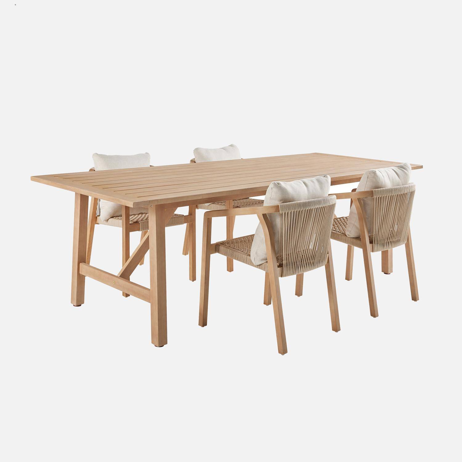 Table de jardin en bois d'eucalyptus LORIA naturel, 8 places, 260 x 100 x 76 cm Photo7
