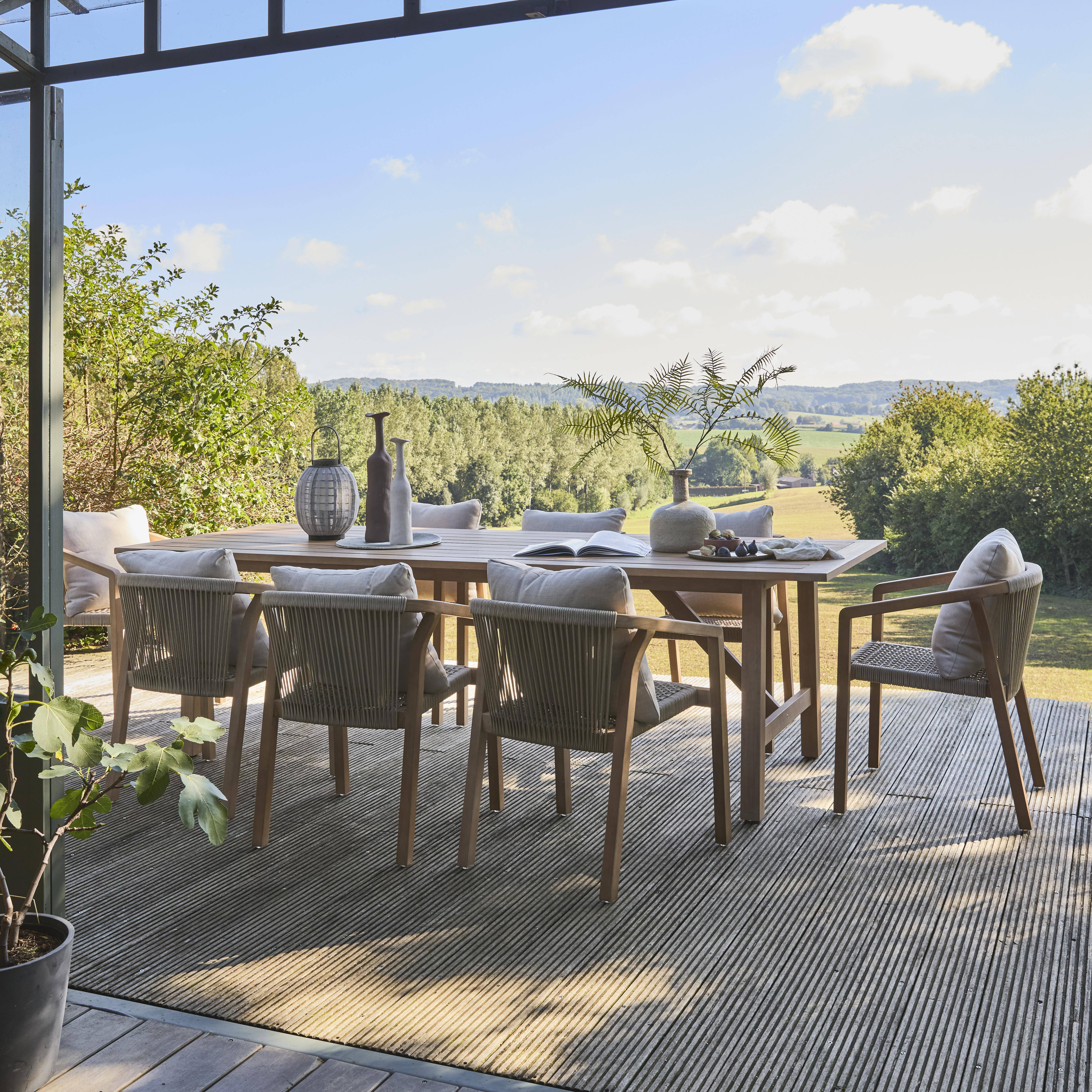 Table de jardin en bois d'eucalyptus LORIA naturel, 8 places, 260 x 100 x 76 cm Photo4