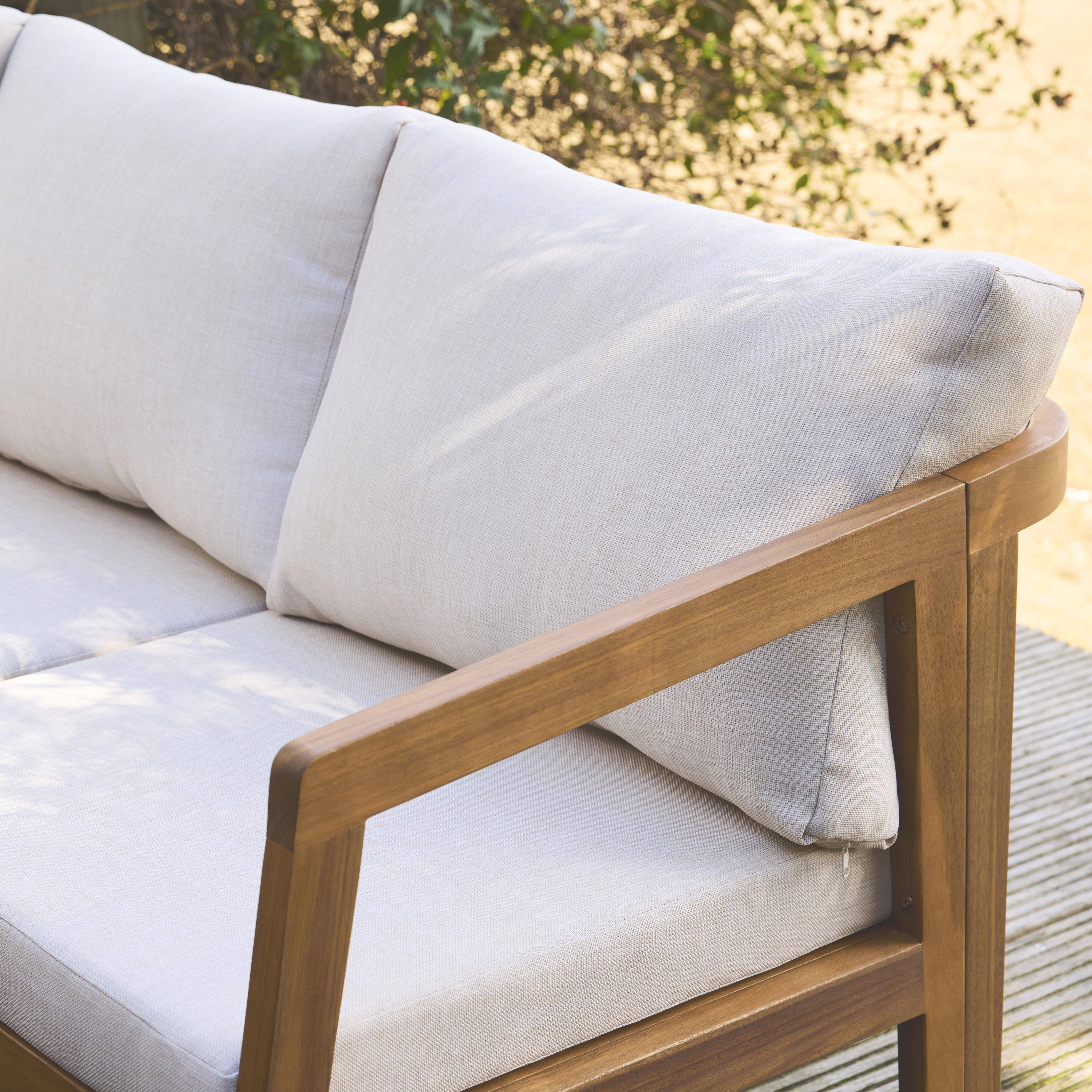 Salotto da giardino angolare in acacia 5 posti, Loberia, Beige, 187x77.5x64.5 cm Photo4