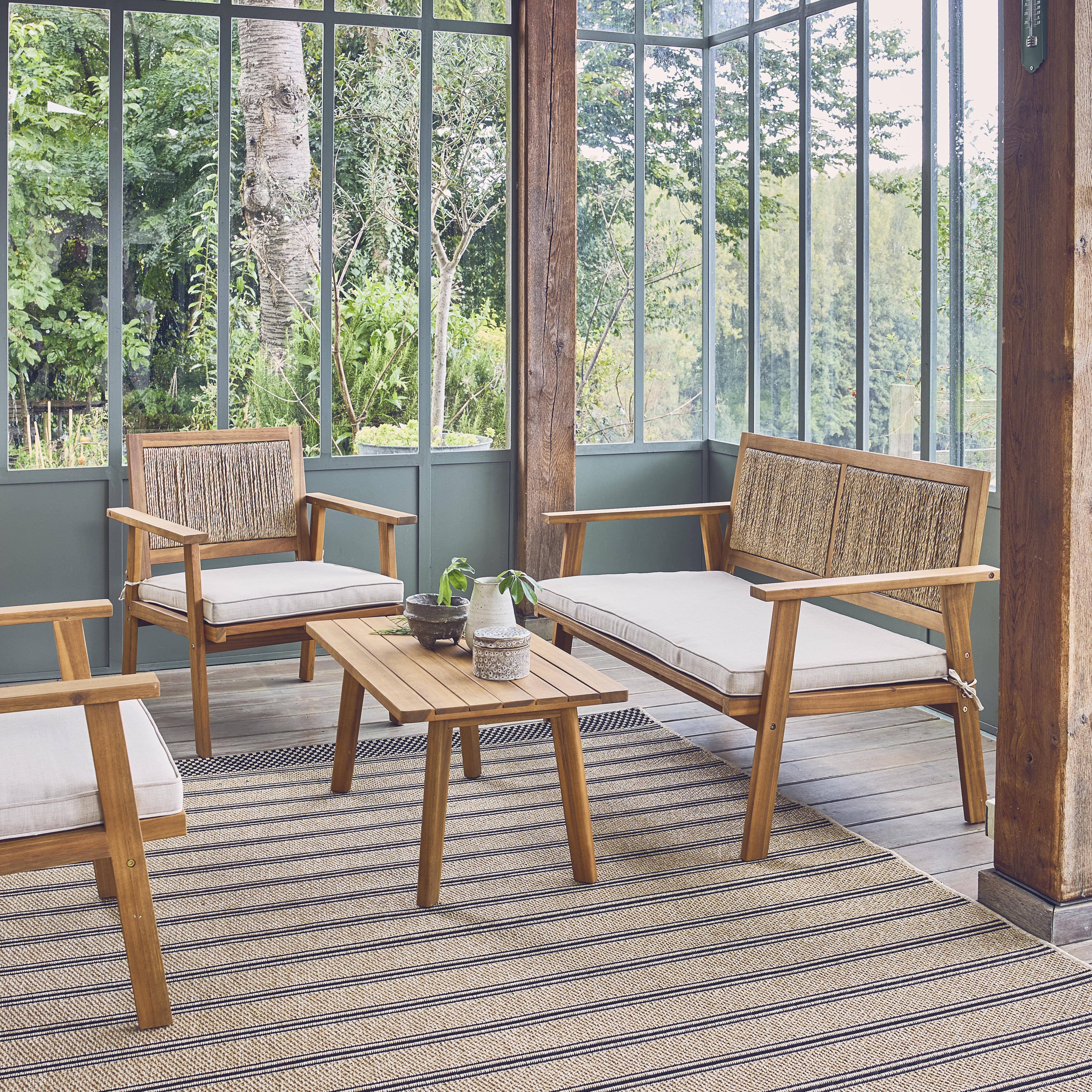 Salotto da giardino con canneté verticale, 4 posti, Bohemia, Marrone naturale, 117x64x74 cm Photo2