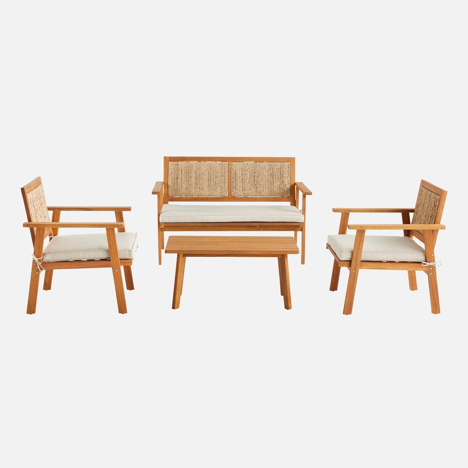 Salotto da giardino con canneté verticale, 4 posti, Bohemia, Marrone naturale, 117x64x74 cm Photo6