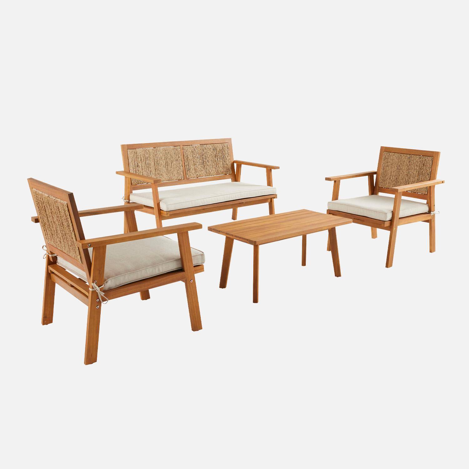 Salotto da giardino con canneté verticale, 4 posti, Bohemia, Marrone naturale, 117x64x74 cm Photo5