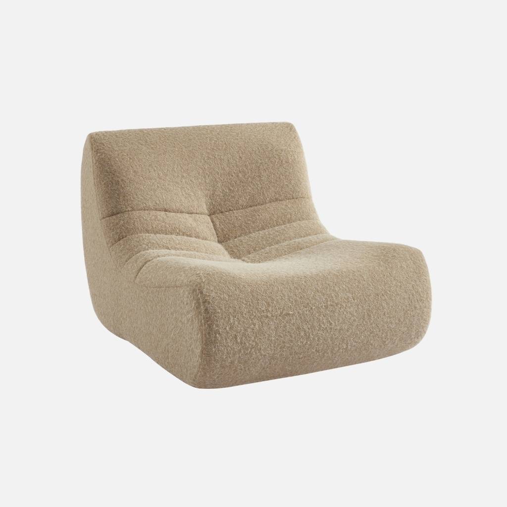 Chauffeuse tissu effet alpaca 1 place, beige
