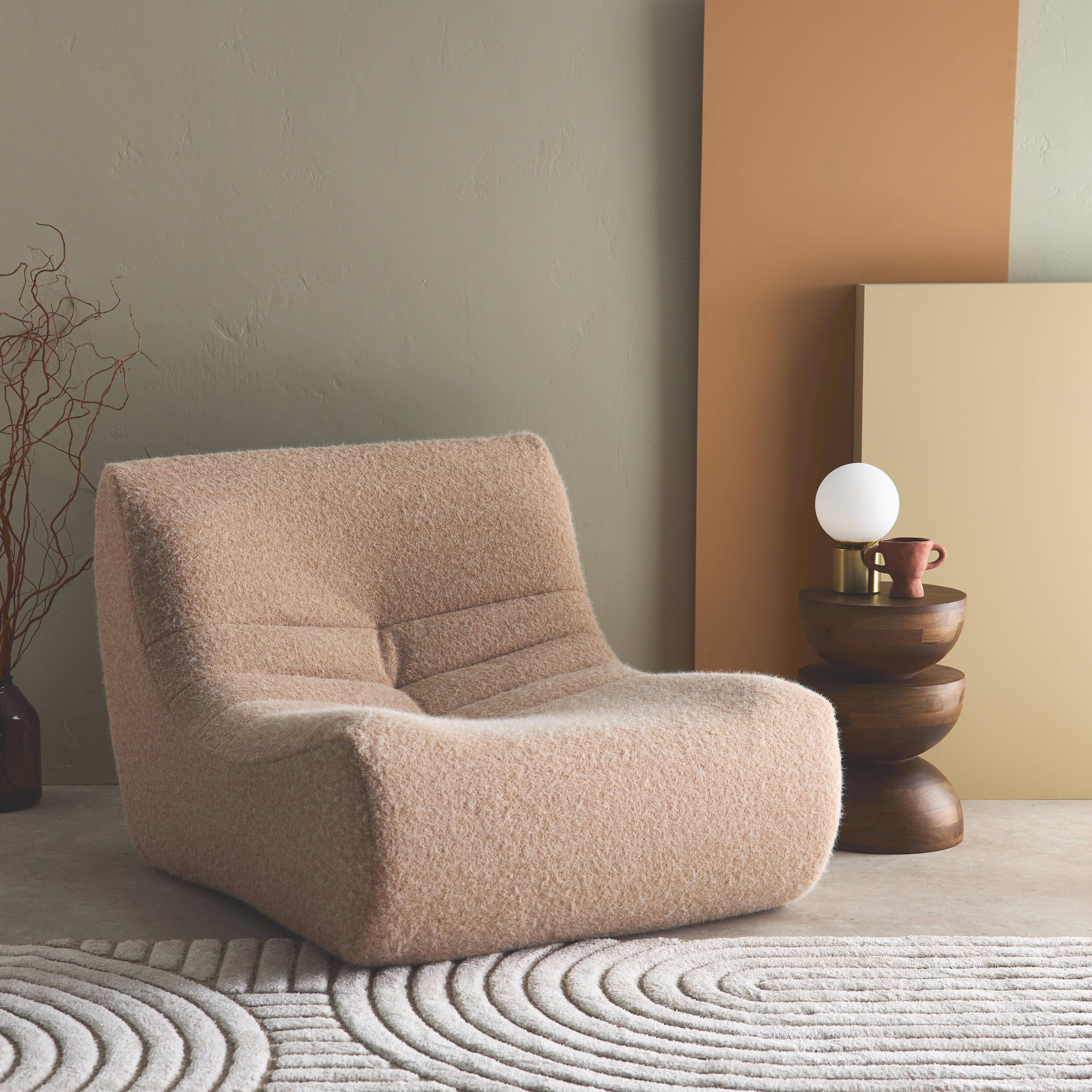 Chauffeuse tissu effet alpaca 1 place, beige, style contemporain, L 91 x P 105 x H 72cm Photo1