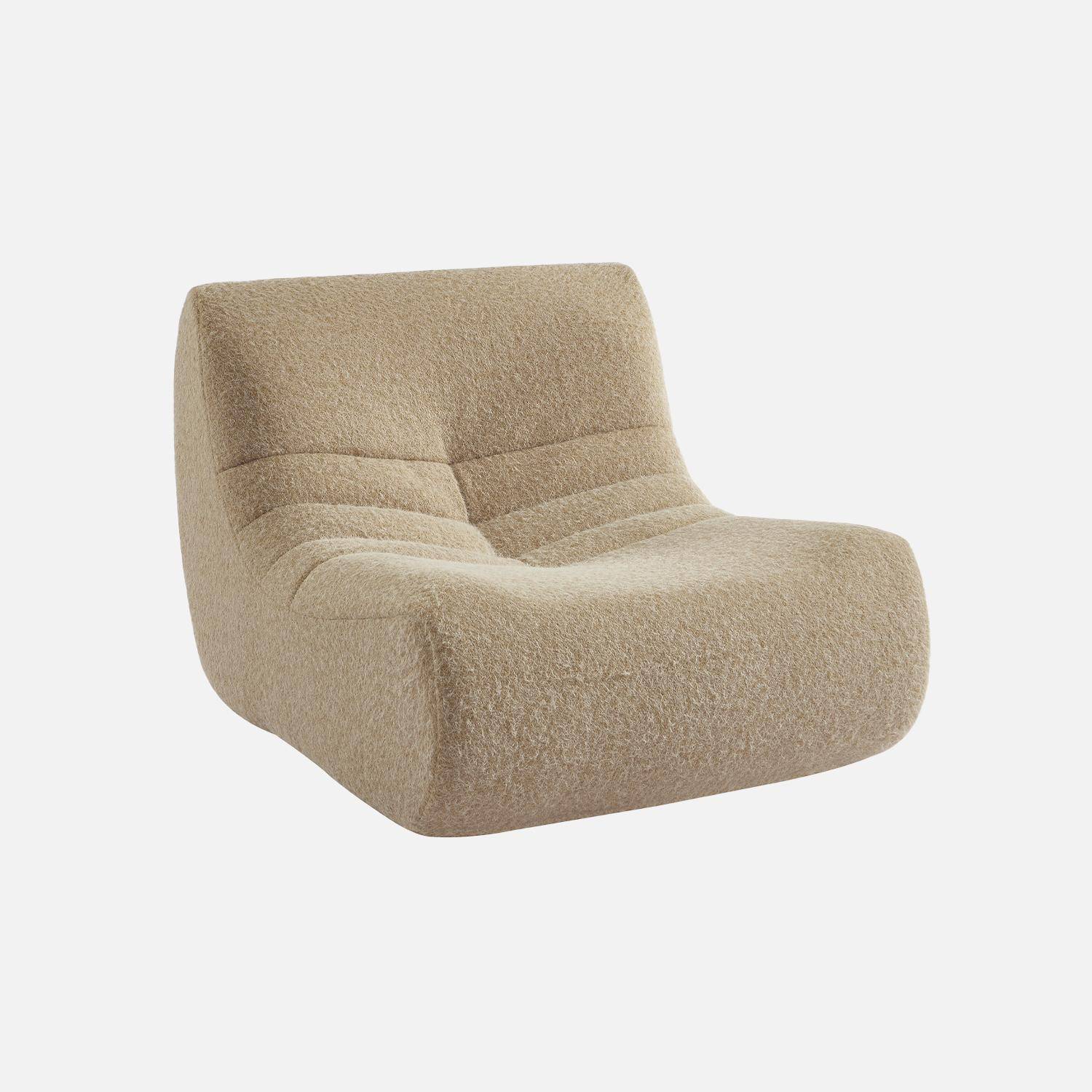 Chauffeuse tissu effet alpaca 1 place, beige, style contemporain, L 91 x P 105 x H 72cm Photo3