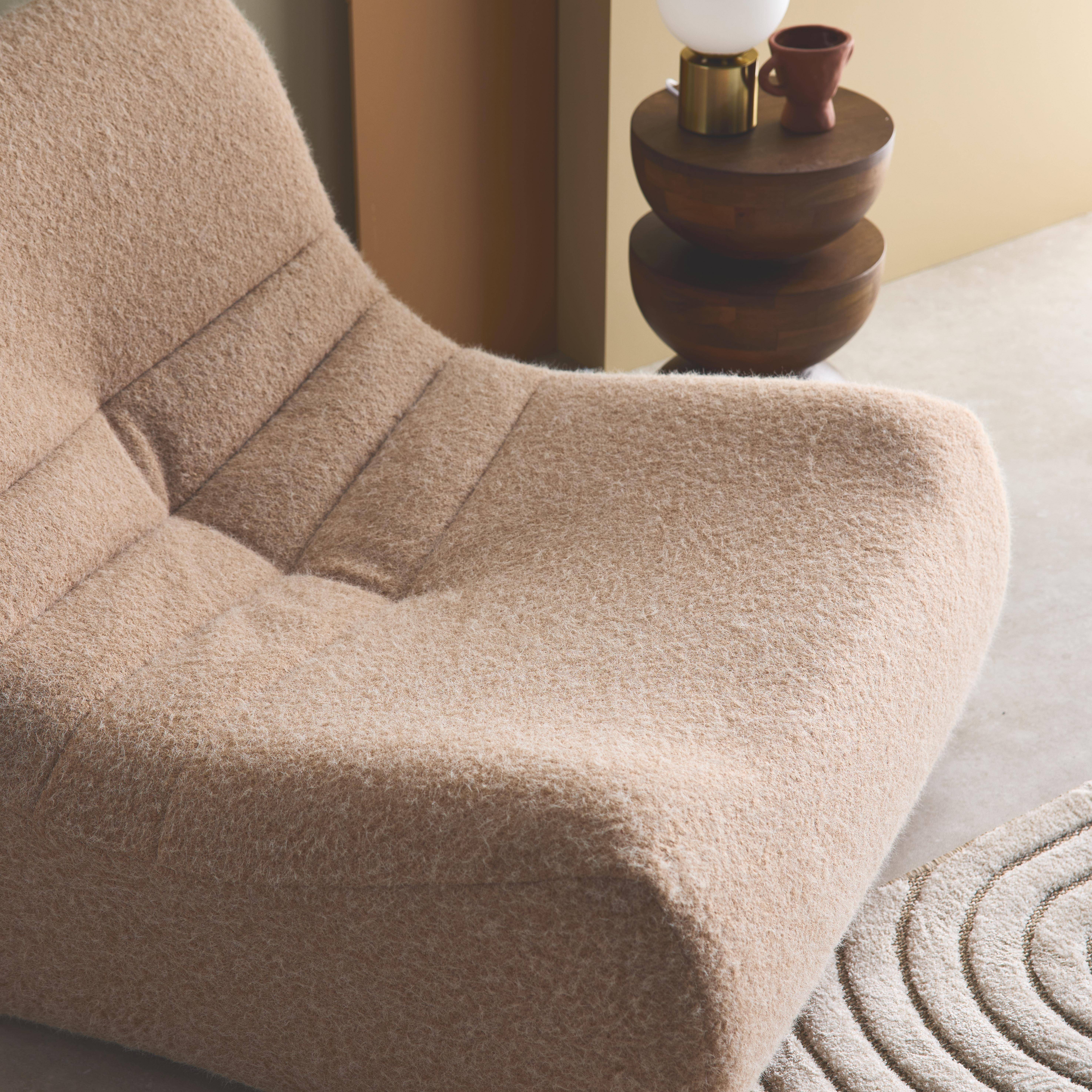 Chauffeuse tissu effet alpaca 1 place, beige, style contemporain, L 91 x P 105 x H 72cm Photo2