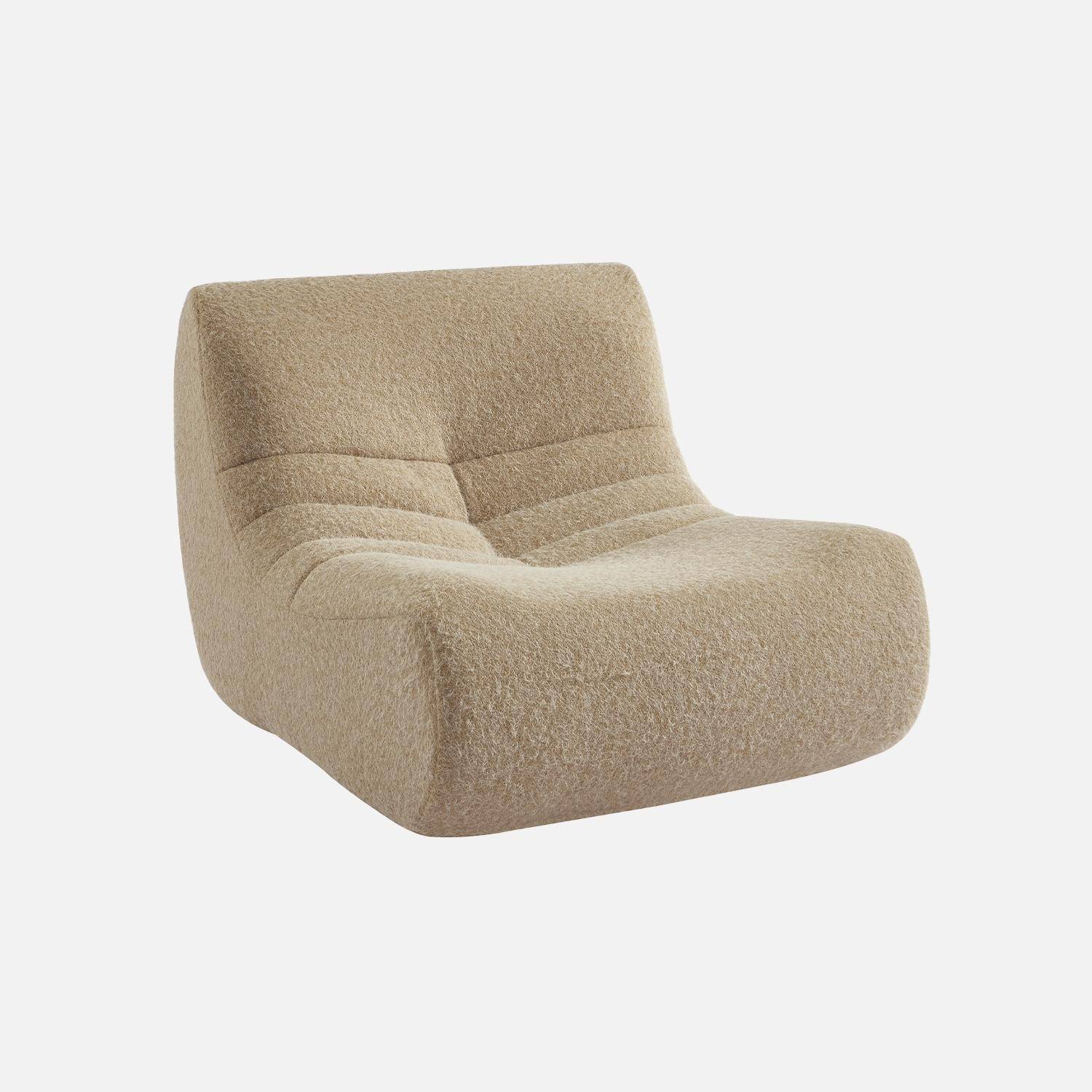 Chauffeuse tissu effet alpaca 1 place, beige, style contemporain, L 91 x P 105 x H 72cm Photo4