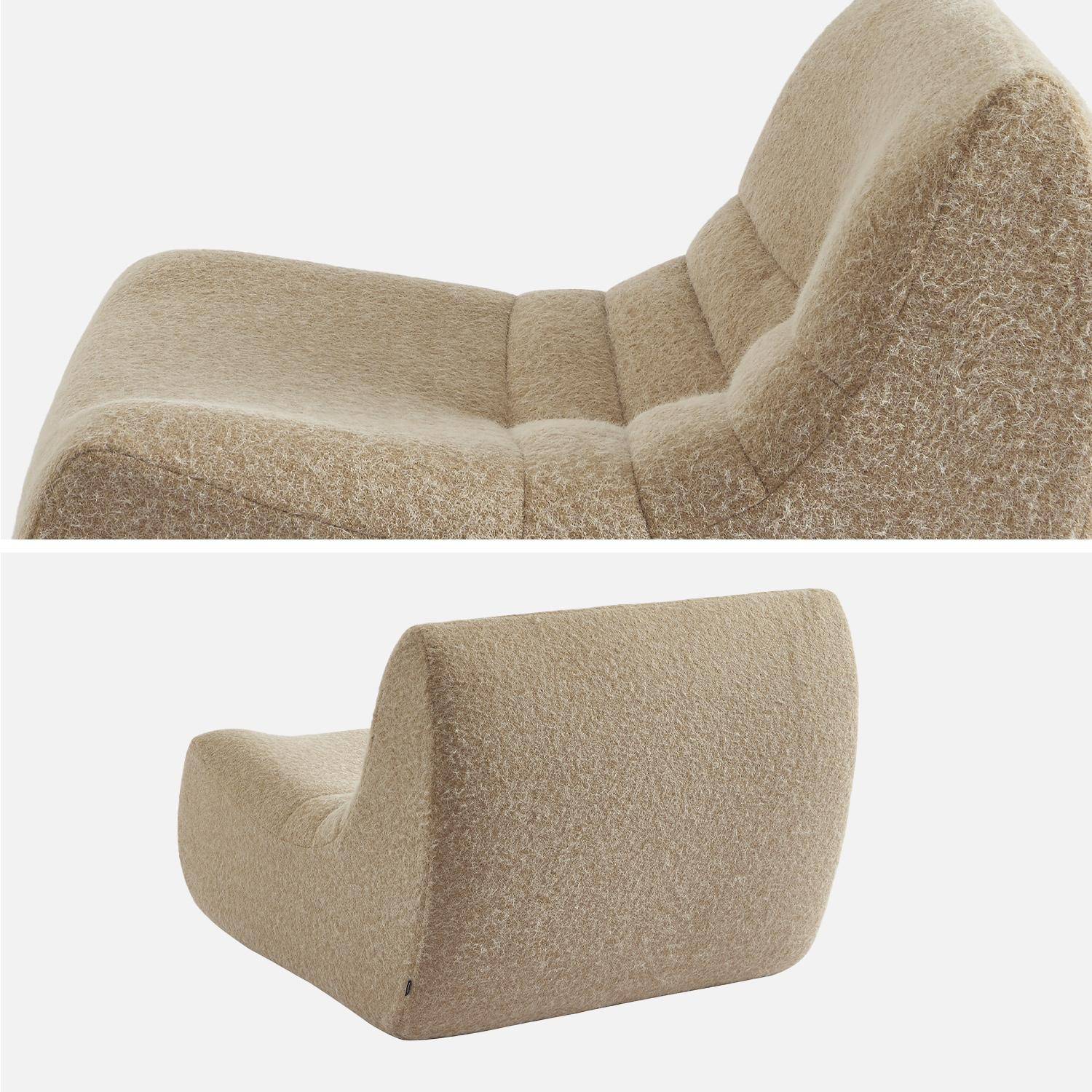 Chauffeuse tissu effet alpaca 1 place, beige, style contemporain, L 91 x P 105 x H 72cm Photo4