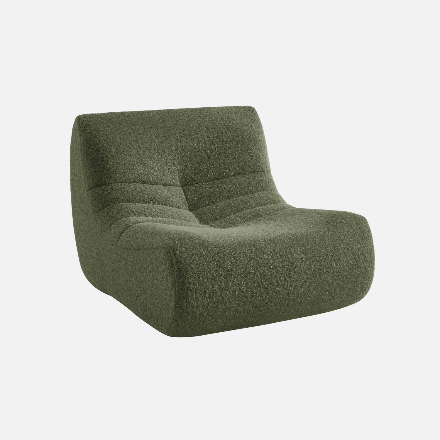 Chauffeuse tissu effet alpaca 1 place, kaki